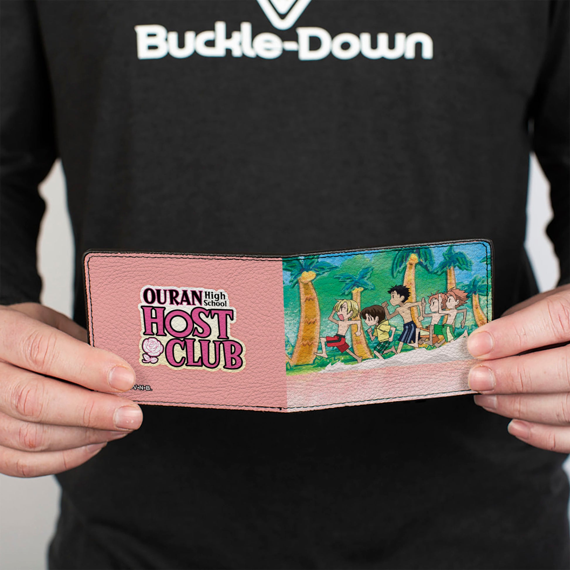 Bi-Fold Wallet - OURAN HIGH SCHOOL HOST CLUB Beach Run Group Pose and Title Logo Pink Bi-Fold Wallets Ouran High School Host Club