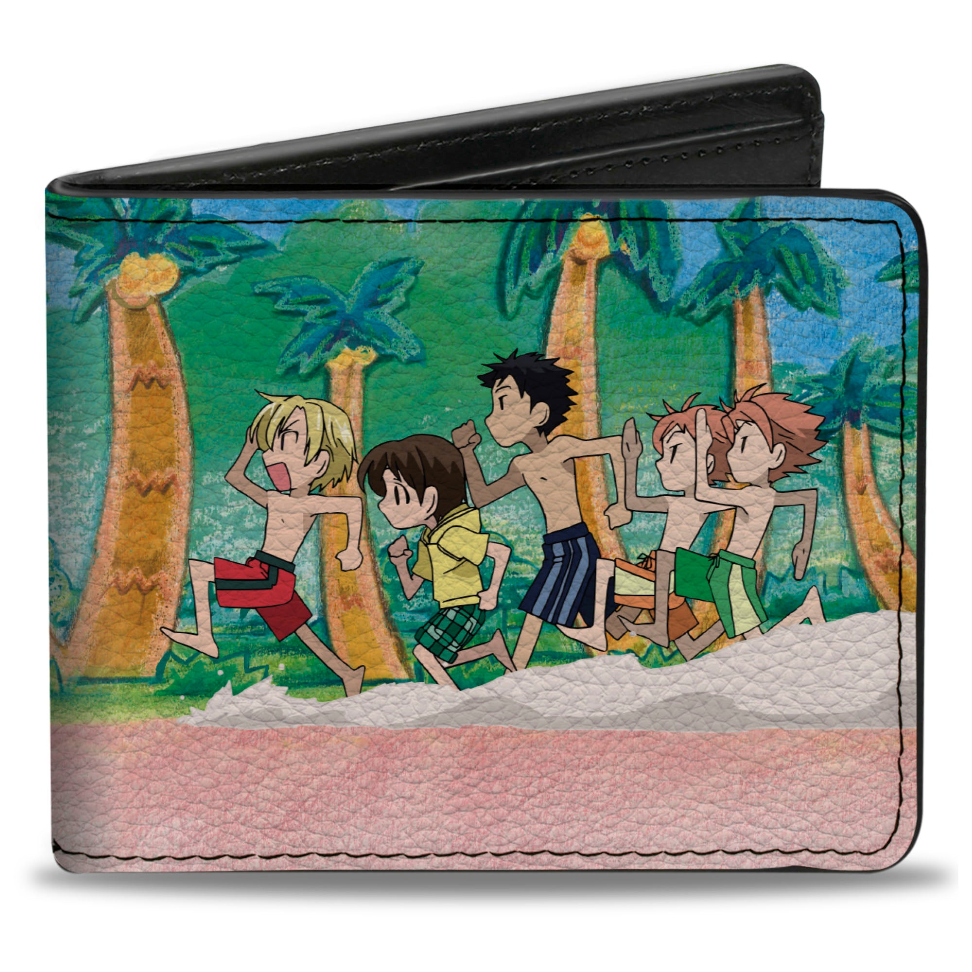 Bi-Fold Wallet - OURAN HIGH SCHOOL HOST CLUB Beach Run Group Pose and Title Logo Pink Bi-Fold Wallets Ouran High School Host Club
