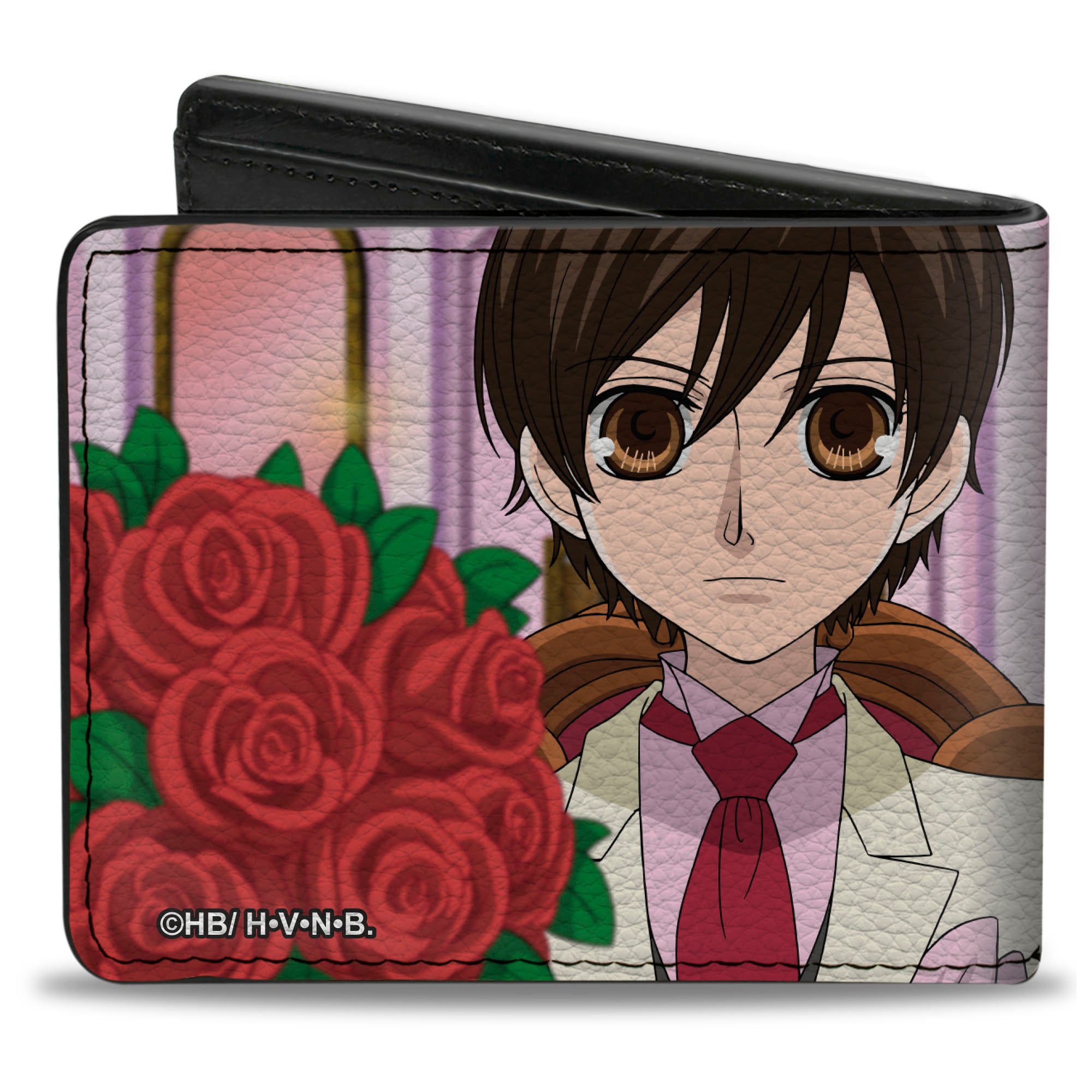 Bi-Fold Wallet - Ouran High School Host Club Group Pose and Haruhi with Red Roses Scene Bi-Fold Wallets Ouran High School Host Club
