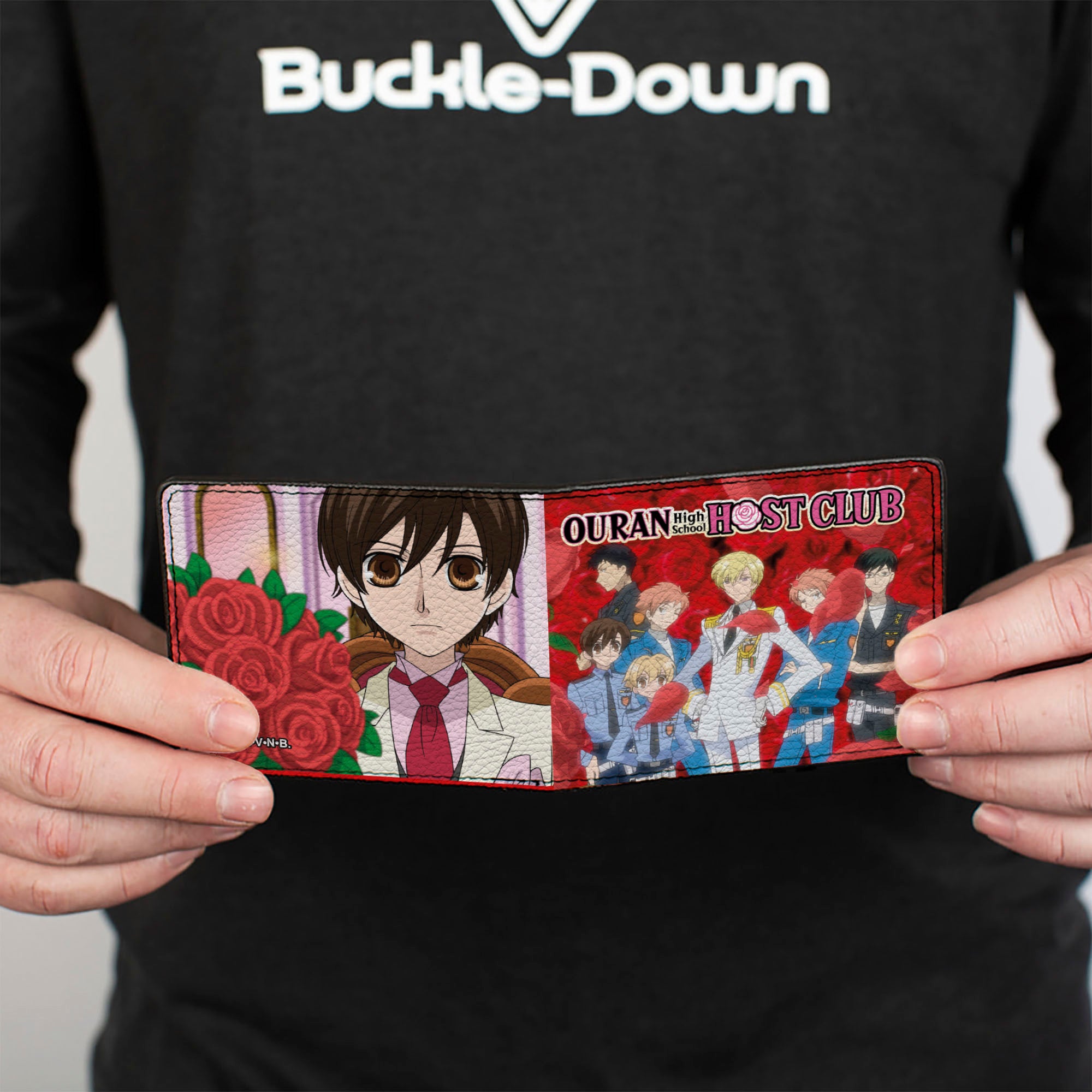Bi-Fold Wallet - Ouran High School Host Club Group Pose and Haruhi with Red Roses Scene Bi-Fold Wallets Ouran High School Host Club