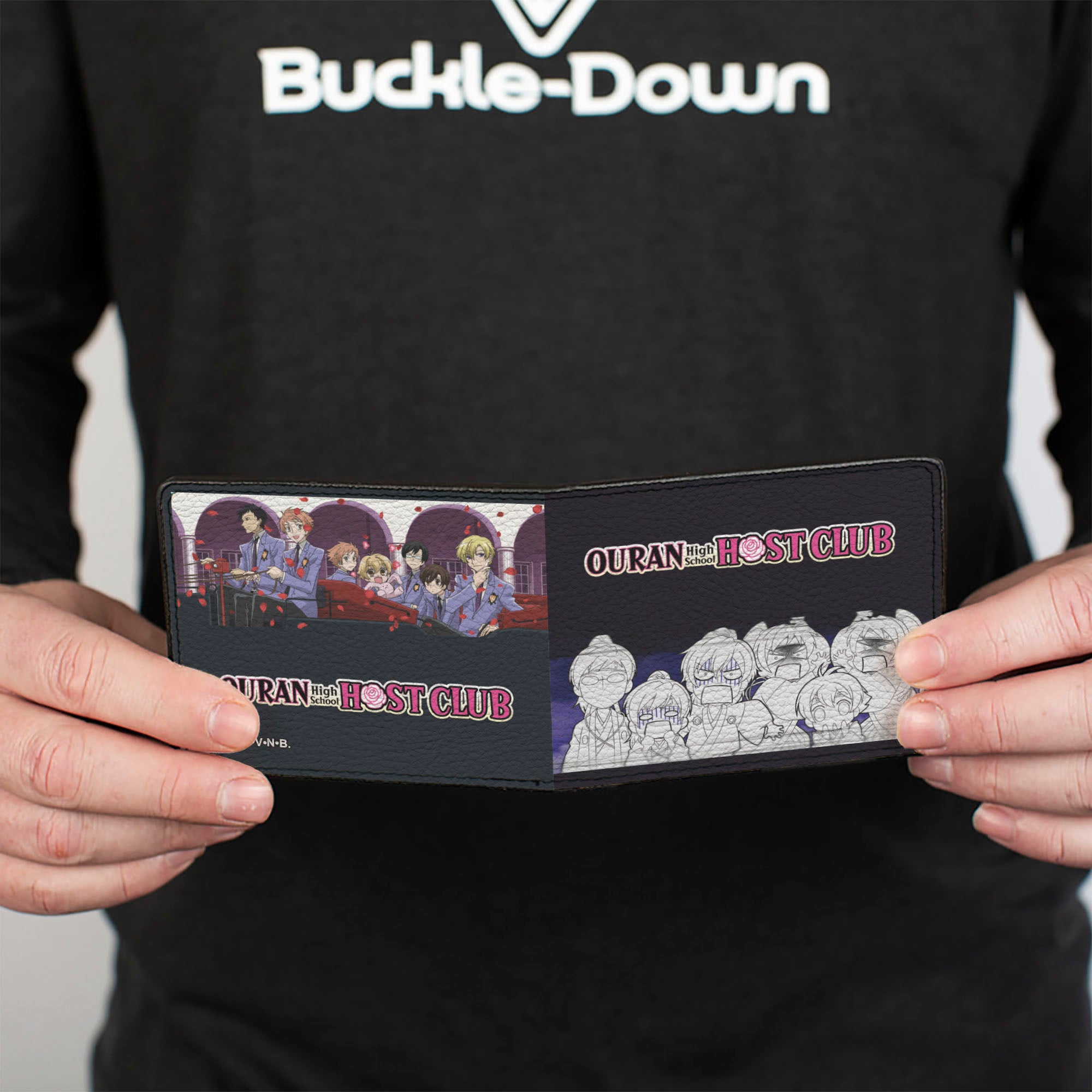 Bi-Fold Wallet - OURAN HIGH SCHOOL HOST CLUB Character Group Poses Black Bi-Fold Wallets Ouran High School Host Club
