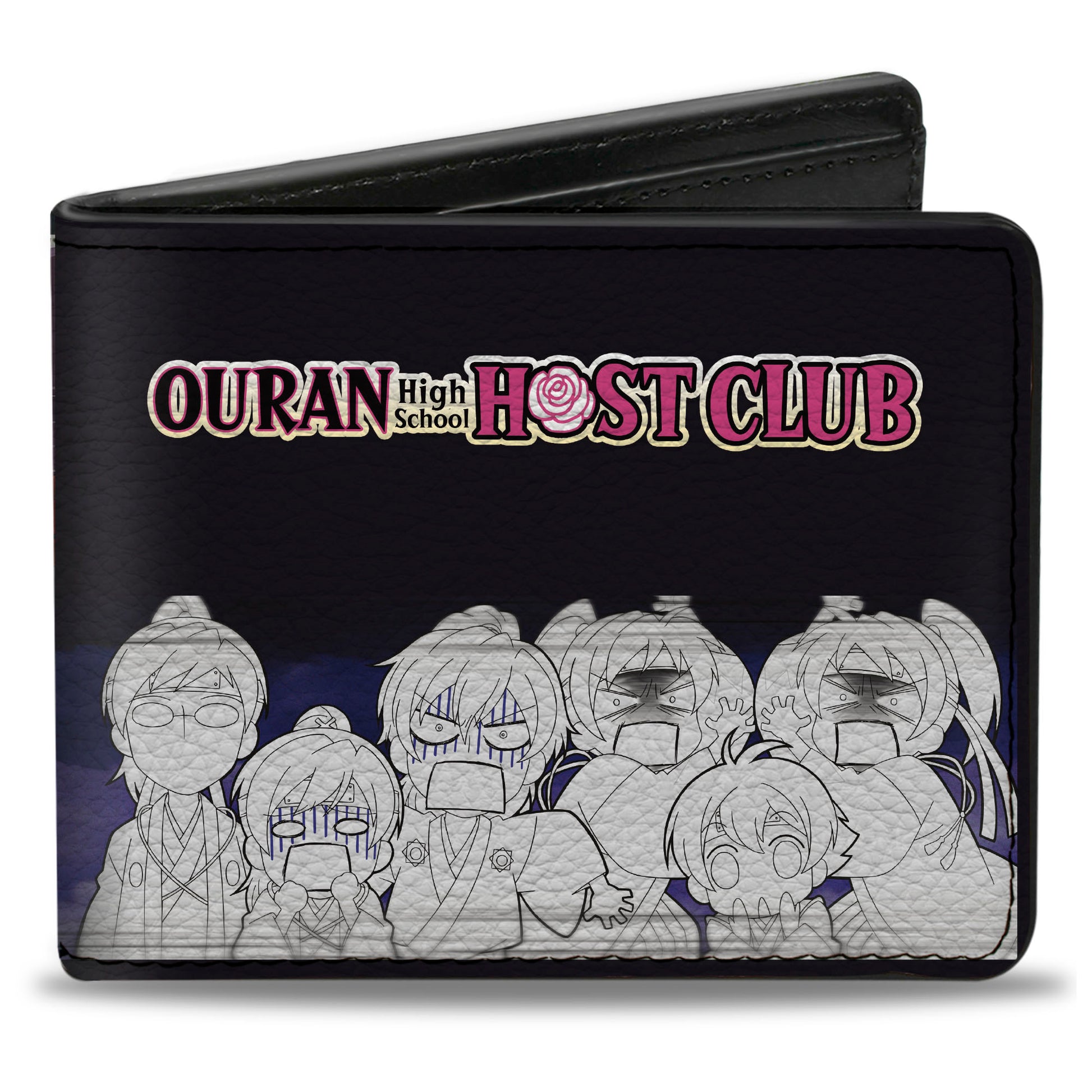Bi-Fold Wallet - OURAN HIGH SCHOOL HOST CLUB Character Group Poses Black Bi-Fold Wallets Ouran High School Host Club