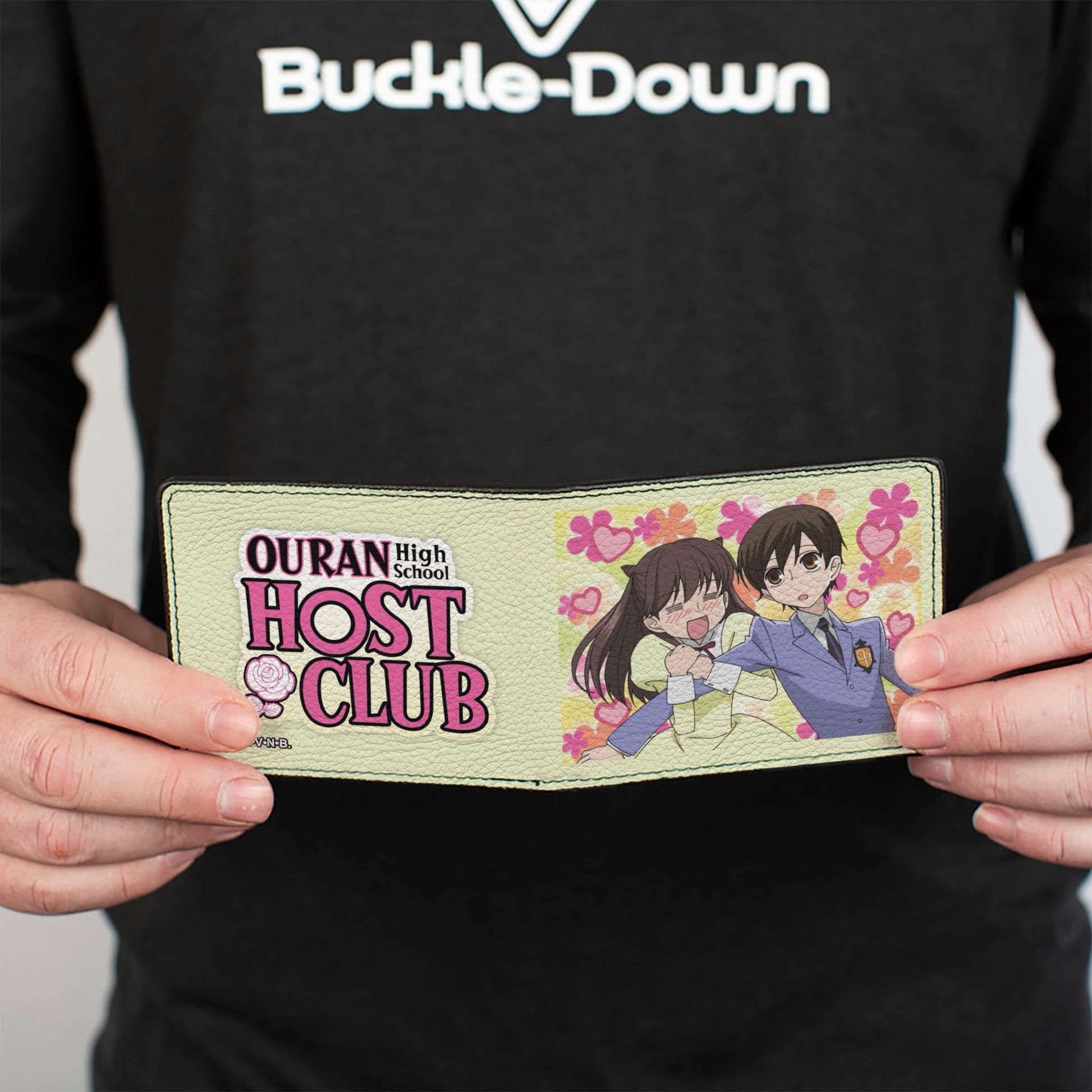 Bi-Fold Wallet - OURAN HIGH SCHOOL HOST CLUB Haruhi and Tamaki Pose and Title Logo Yellow/Pinks Bi-Fold Wallets Ouran High School Host Club