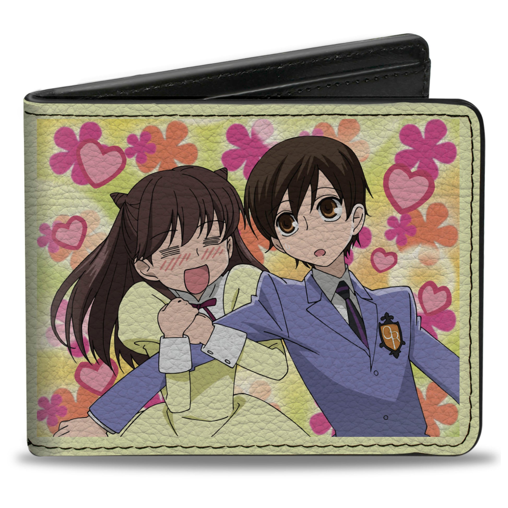 Bi-Fold Wallet - OURAN HIGH SCHOOL HOST CLUB Haruhi and Tamaki Pose and Title Logo Yellow/Pinks Bi-Fold Wallets Ouran High School Host Club