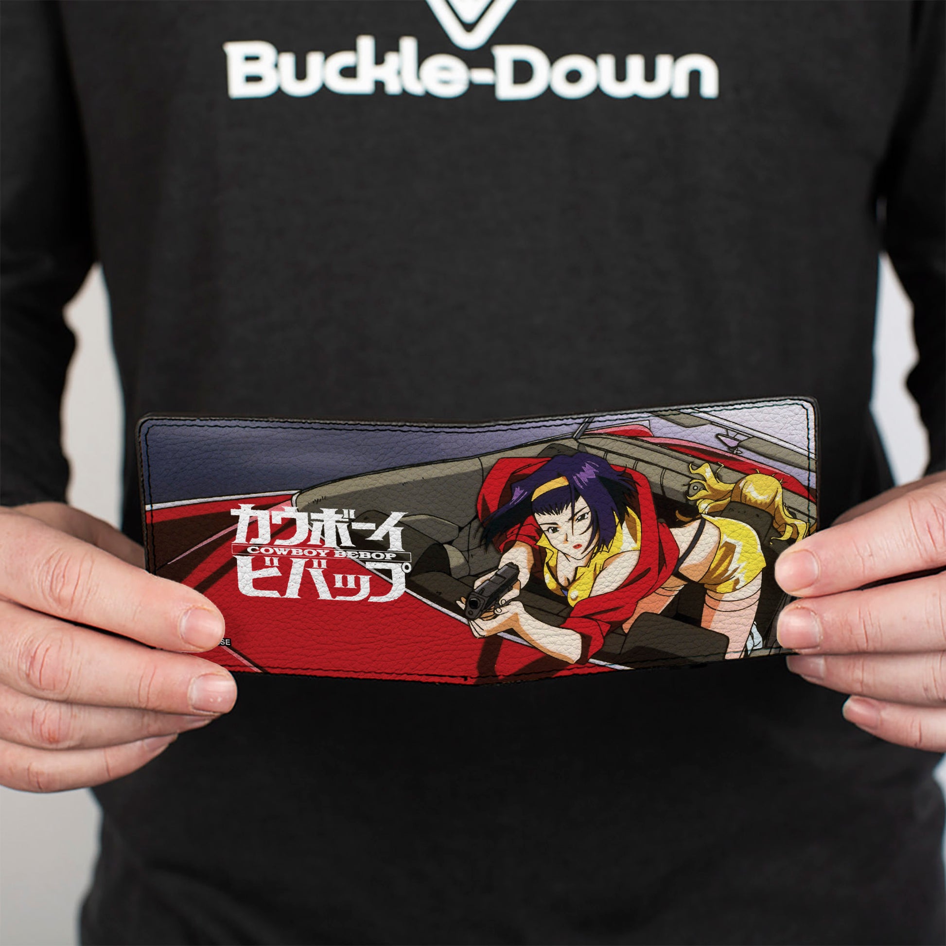 Bi-Fold Wallet - COWBOY BEBOP Faye Valentine Shooting Scene and Title Logo Bi-Fold Wallets Cowboy Bebop