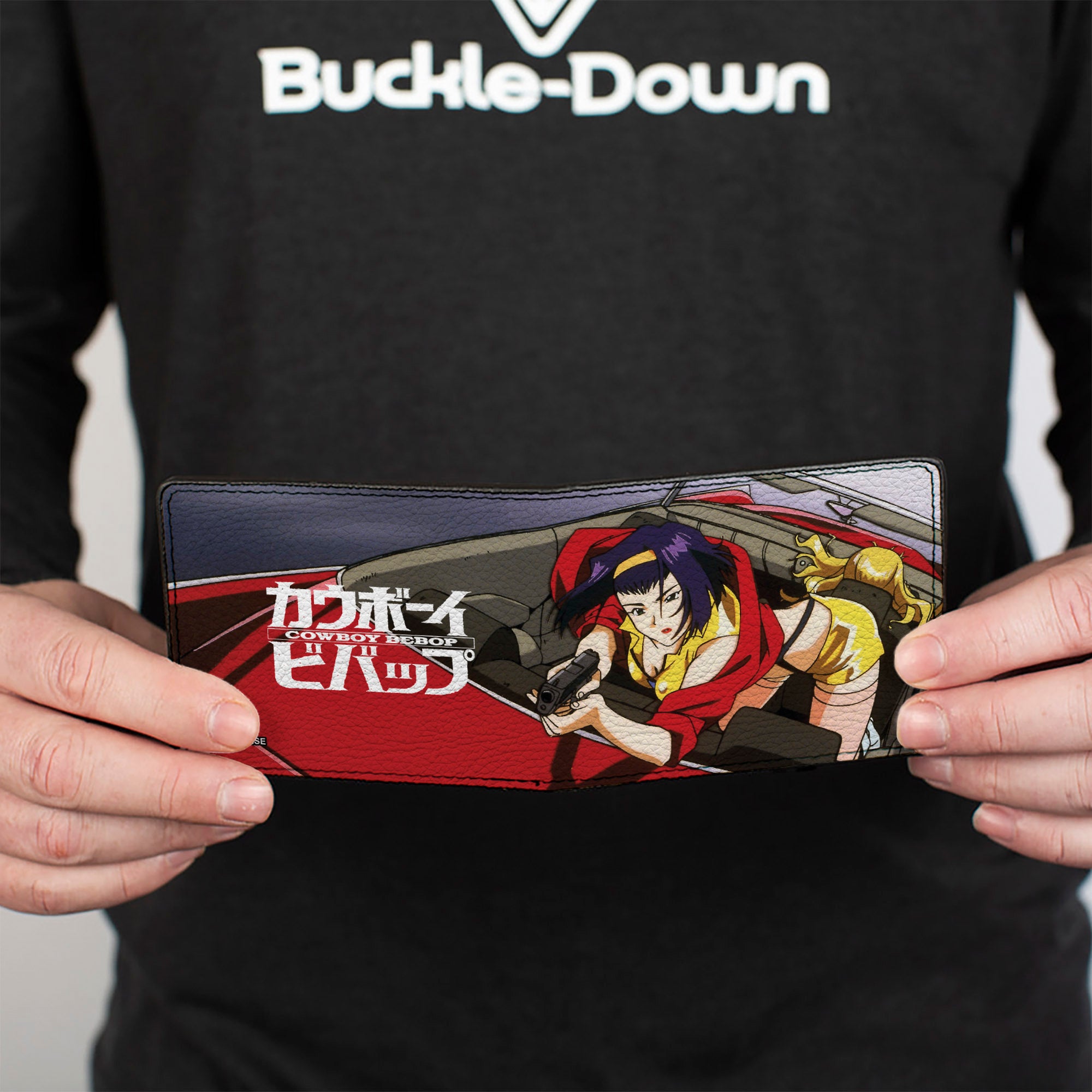 Bi-Fold Wallet - COWBOY BEBOP Faye Valentine Shooting Scene and Title Logo Bi-Fold Wallets Cowboy Bebop
