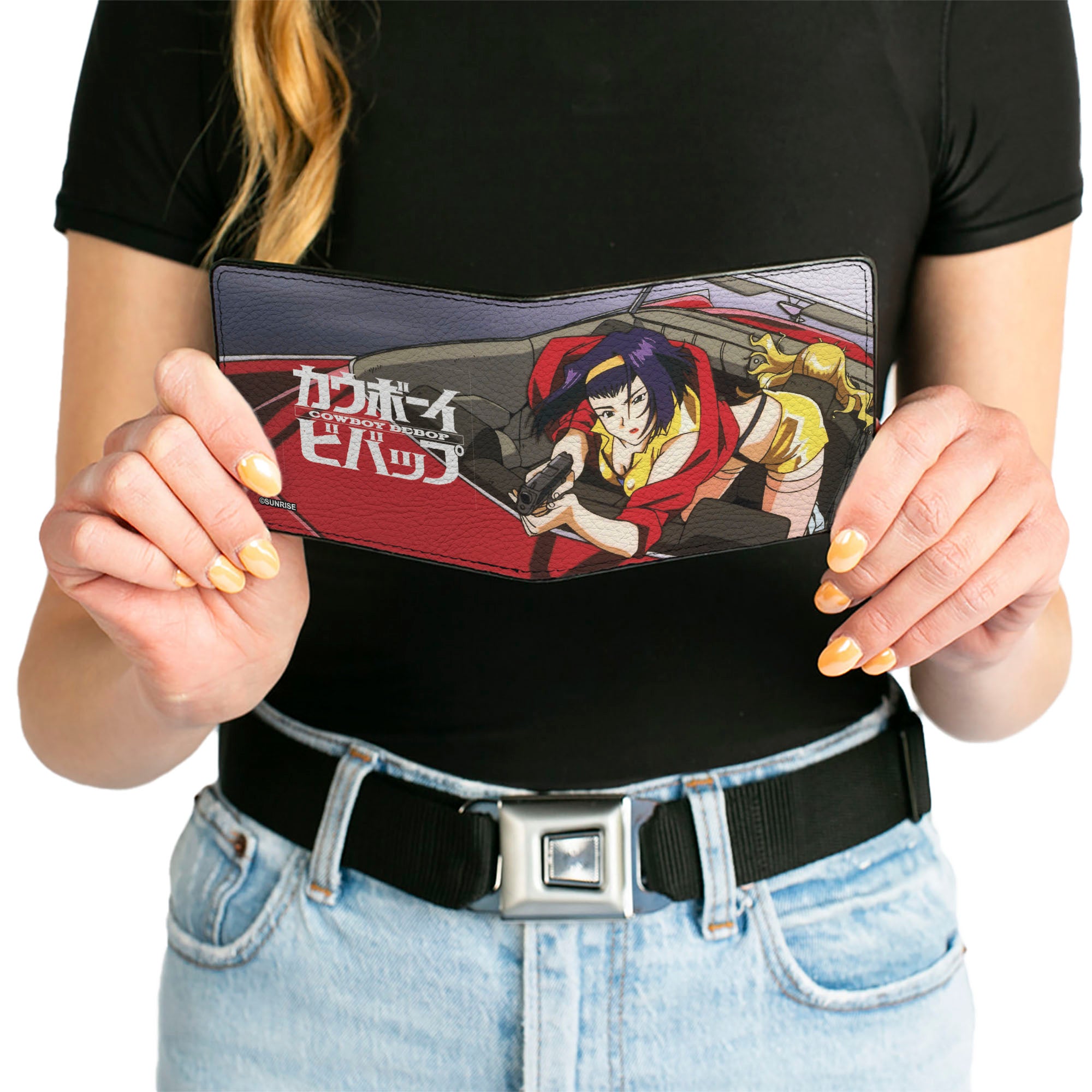 Bi-Fold Wallet - COWBOY BEBOP Faye Valentine Shooting Scene and Title Logo Bi-Fold Wallets Cowboy Bebop