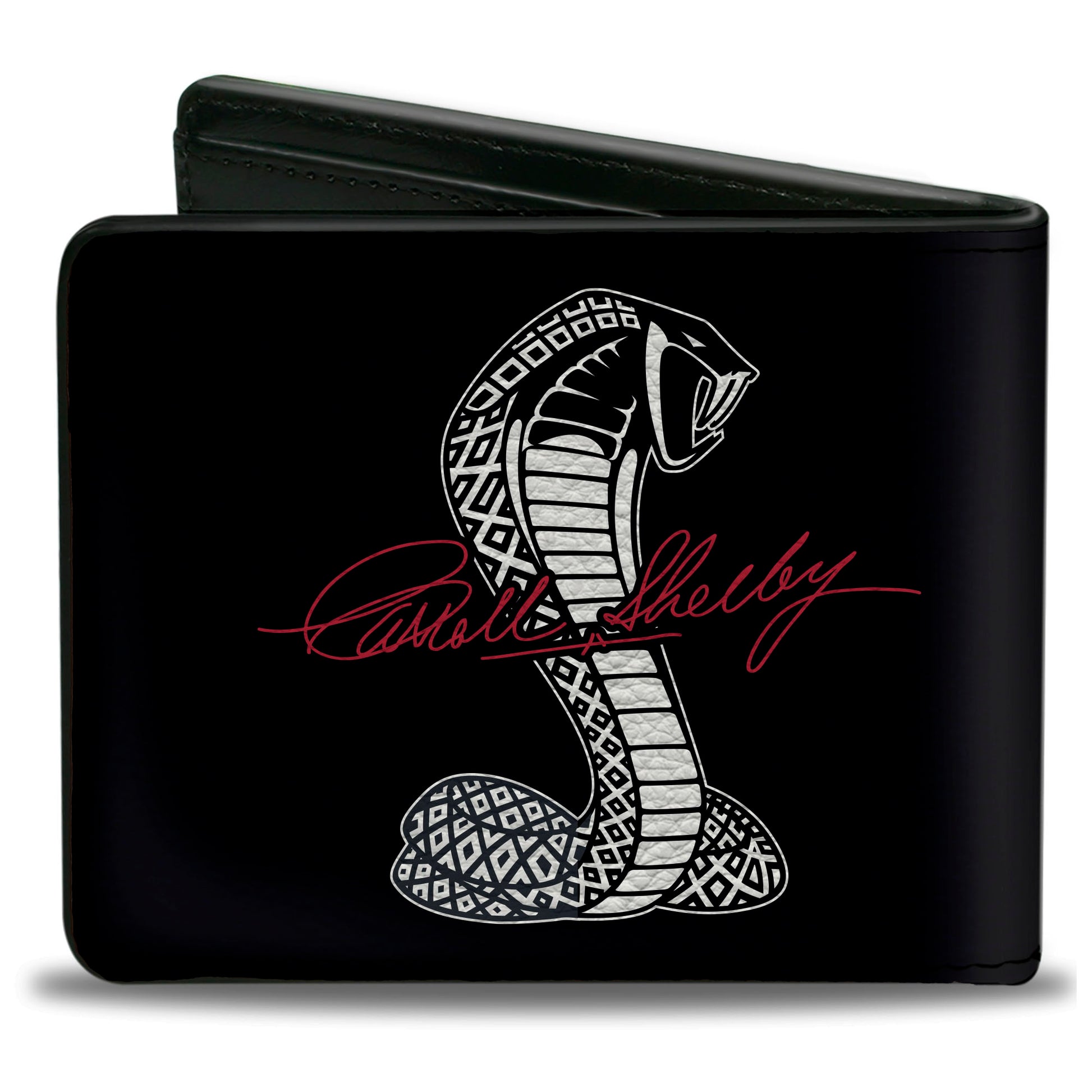 Bi-Fold Wallet - CARROLL SHELBY Script Cobra Split Black White Red Bi-Fold Wallets Shelby