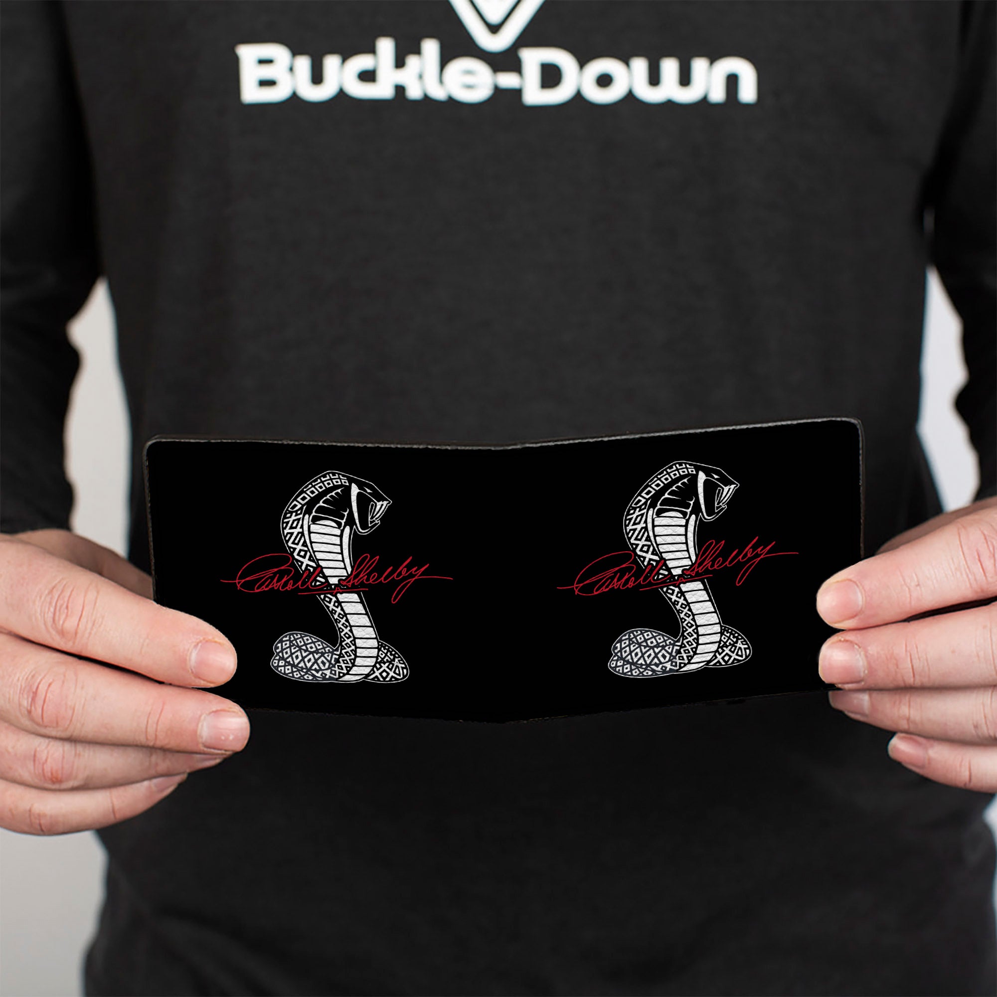 Bi-Fold Wallet - CARROLL SHELBY Script Cobra Split Black White Red Bi-Fold Wallets Shelby
