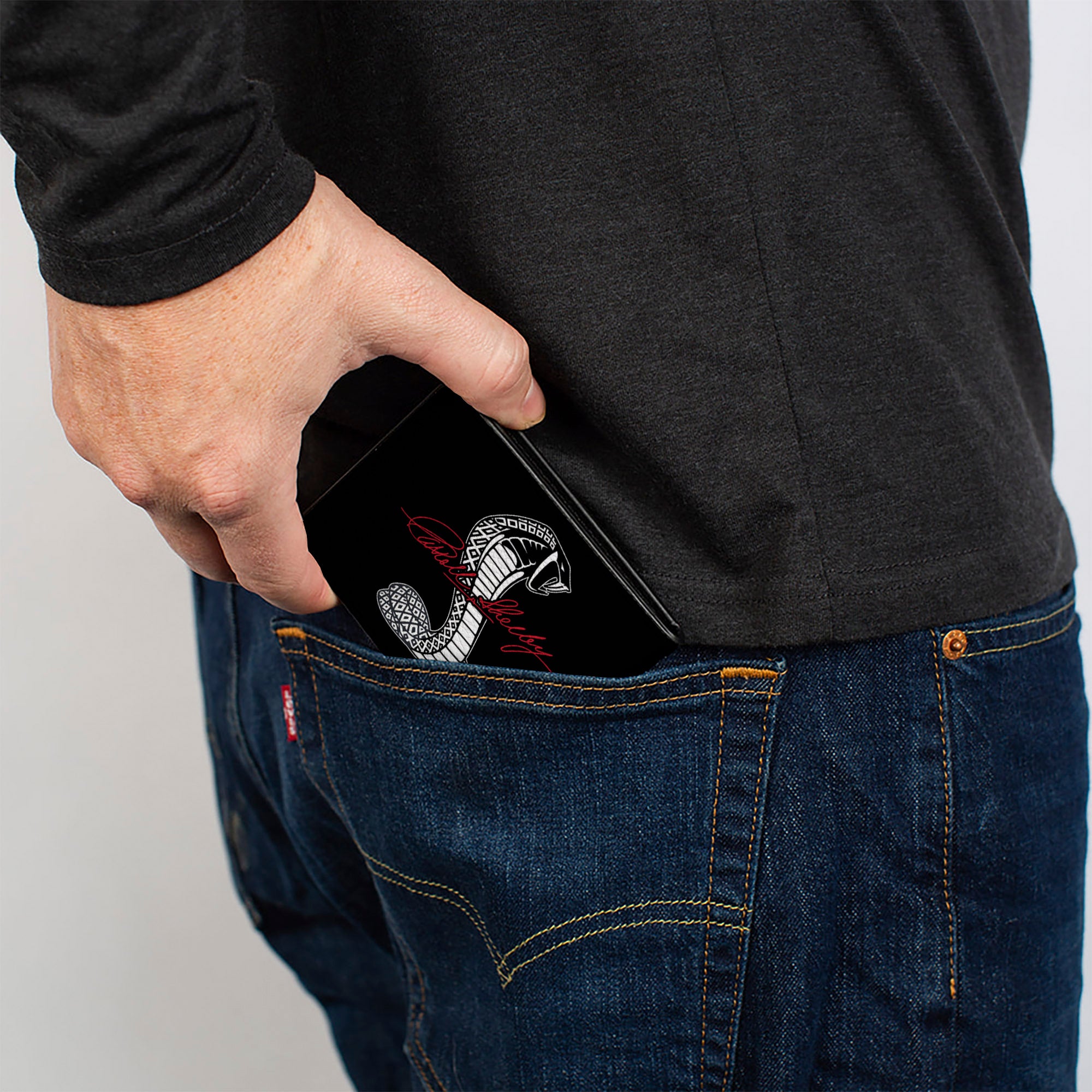 Bi-Fold Wallet - CARROLL SHELBY Script Cobra Split Black White Red Bi-Fold Wallets Shelby