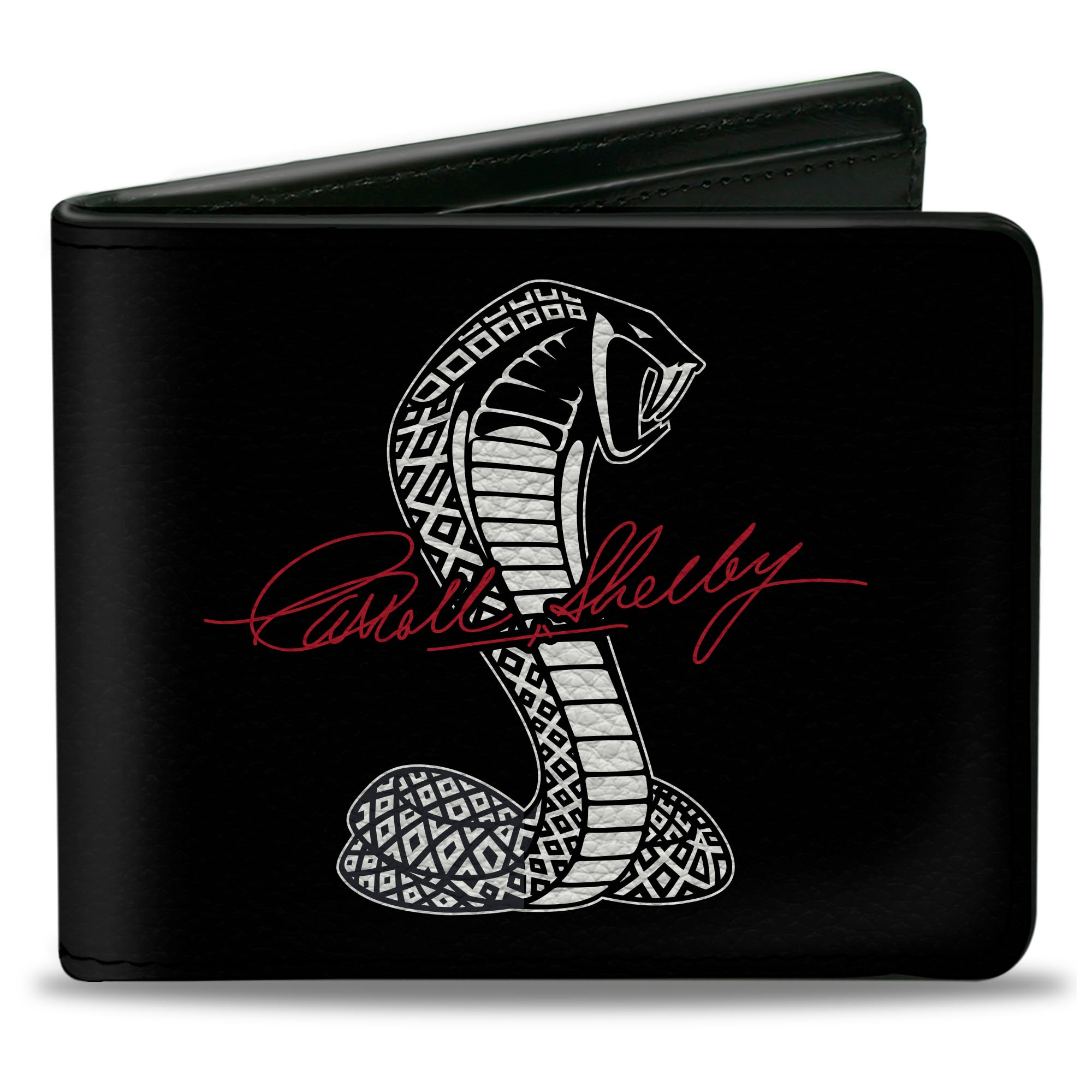 Bi-Fold Wallet - CARROLL SHELBY Script Cobra Split Black White Red Bi-Fold Wallets Shelby