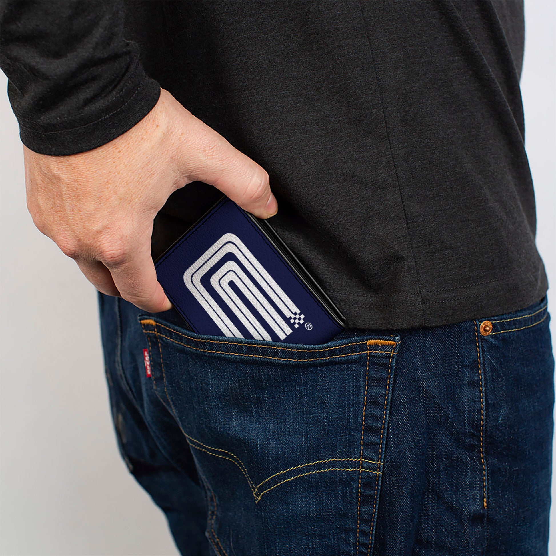 Bi-Fold Wallet - Carroll Shelby CS Racing Logo Navy White Bi-Fold Wallets Shelby