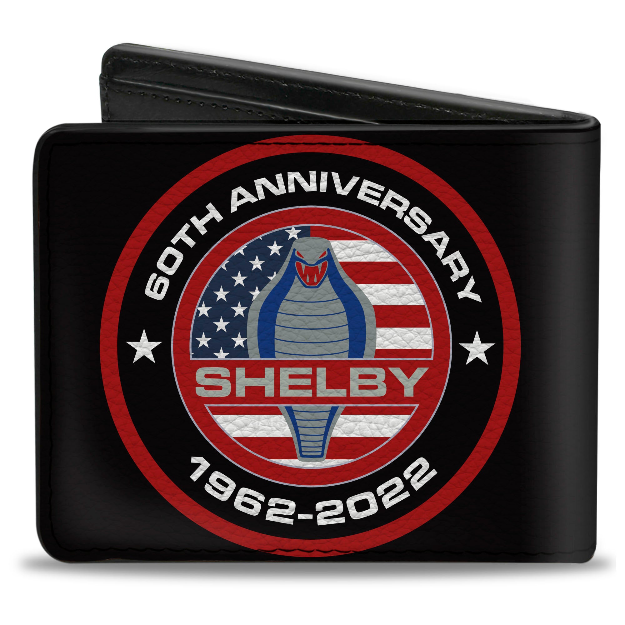 Bi-Fold Wallet - Carroll Shelby 60TH ANNIVERSARY SHELBY Cobra Icon Black Red White Gray Blue Bi-Fold Wallets Shelby