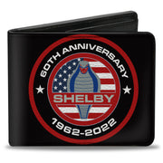 Bi-Fold Wallet - Carroll Shelby 60TH ANNIVERSARY SHELBY Cobra Icon Black Red White Gray Blue Bi-Fold Wallets Shelby
