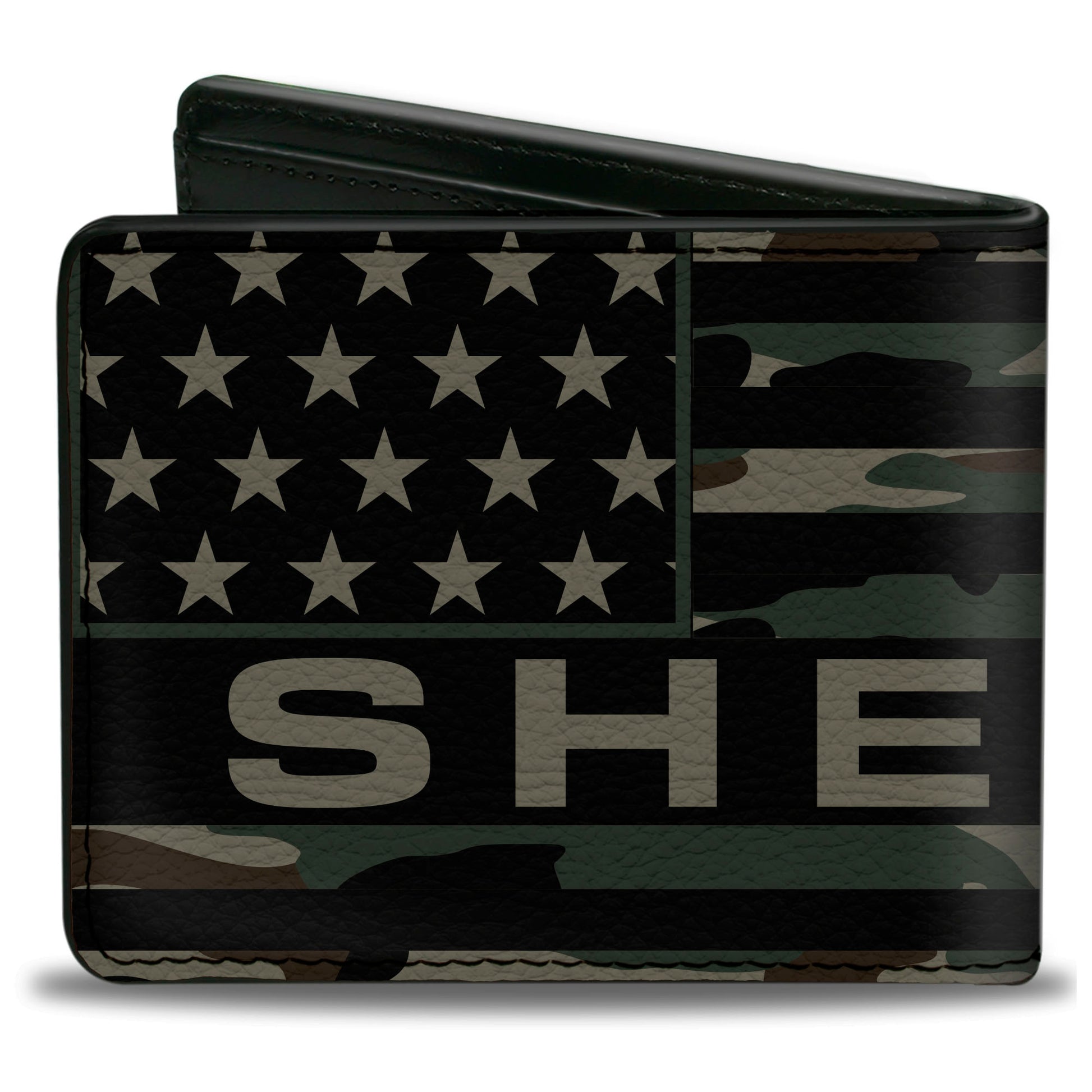 Bi-Fold Wallet - Carroll Shelby SHELBY Stretch Americana Camo Olive/Black Bi-Fold Wallets Shelby