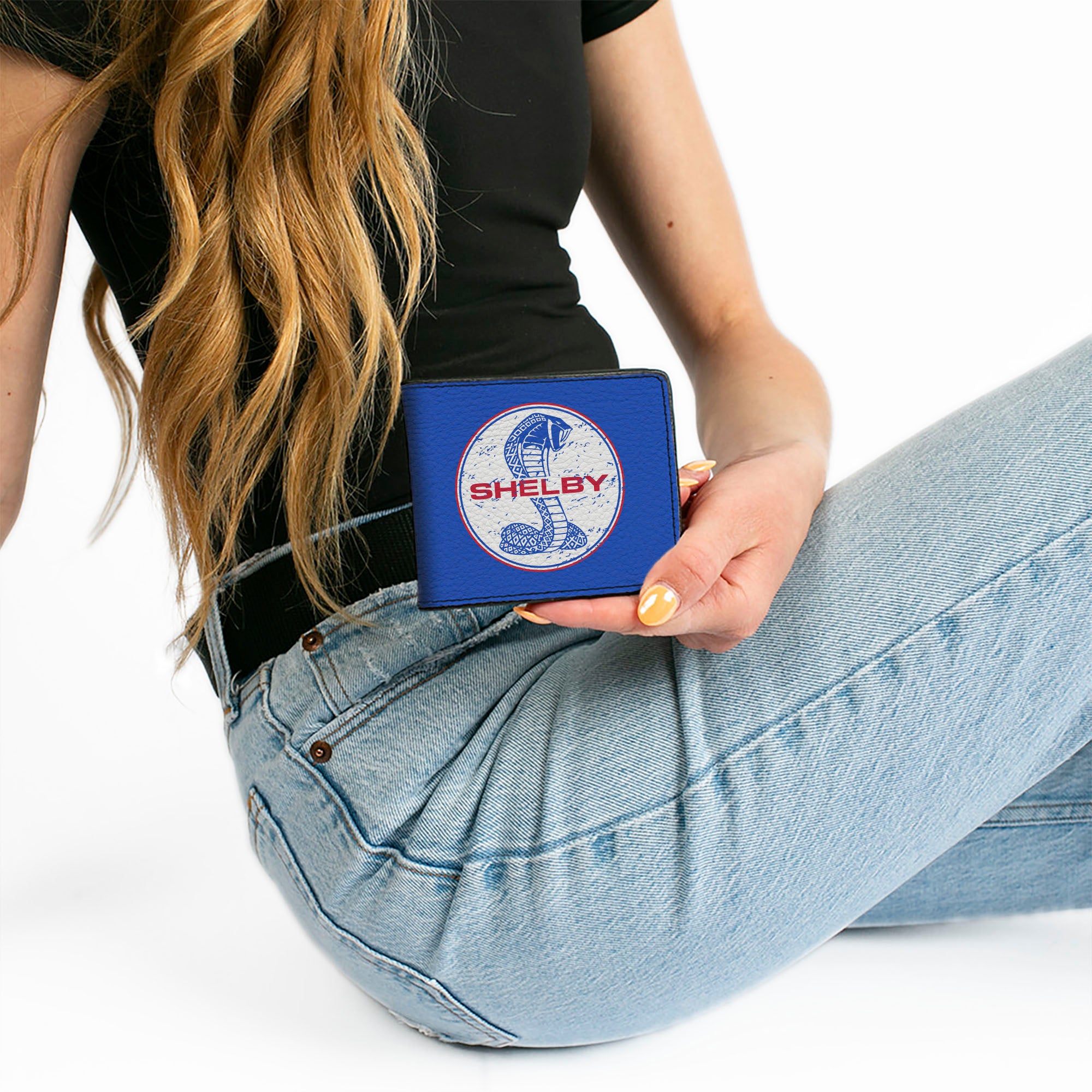 Bi-Fold Wallet - SHELBY Tiffany Split Weathered Blue Red White Bi-Fold Wallets Shelby