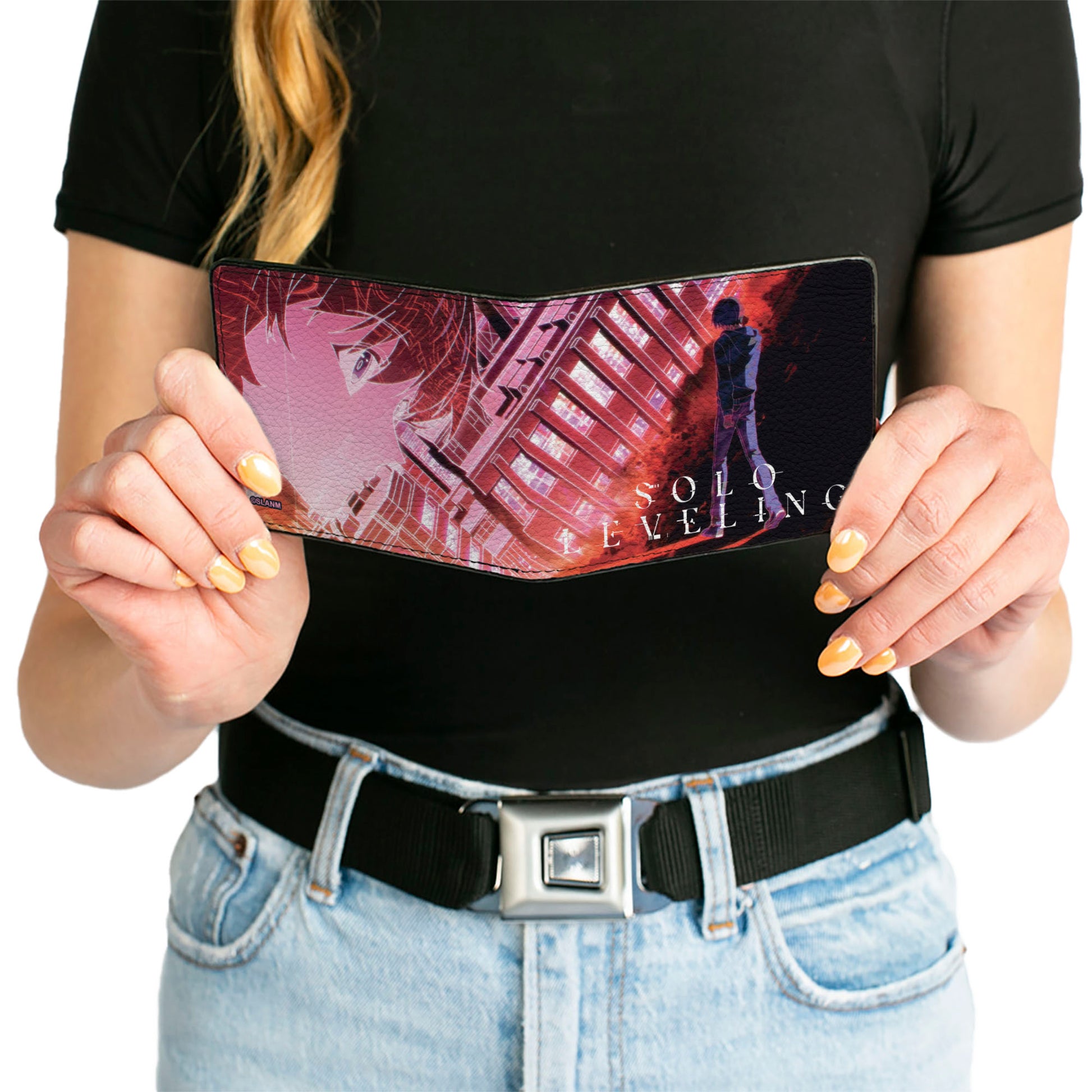 Bi-Fold Wallet - SOLO LEVELING Sung Jinwoo Pose and Title Logo Bi-Fold Wallets Solo Leveling