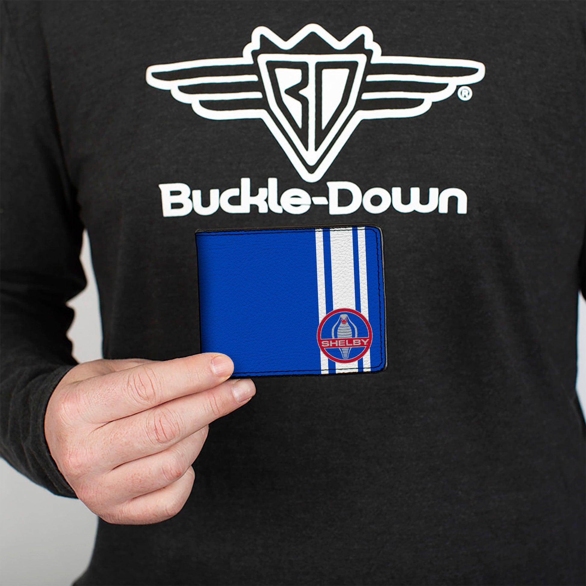 Bi-Fold Wallet - SHELBY Cobra 3-Stripe + Signature Blue White Gray Red Bi-Fold Wallets Shelby