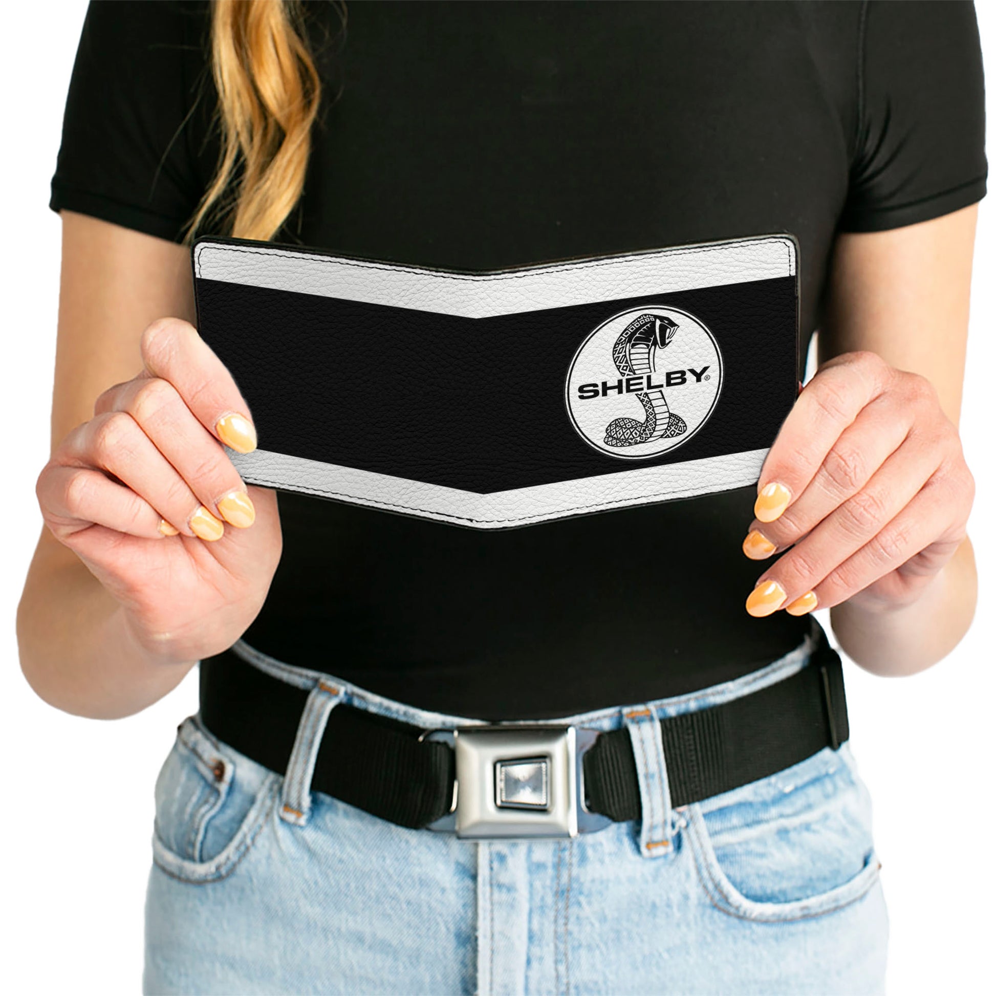 Bi-Fold Wallet - SHELBY Tiffany Split Stripe White Black Bi-Fold Wallets Shelby