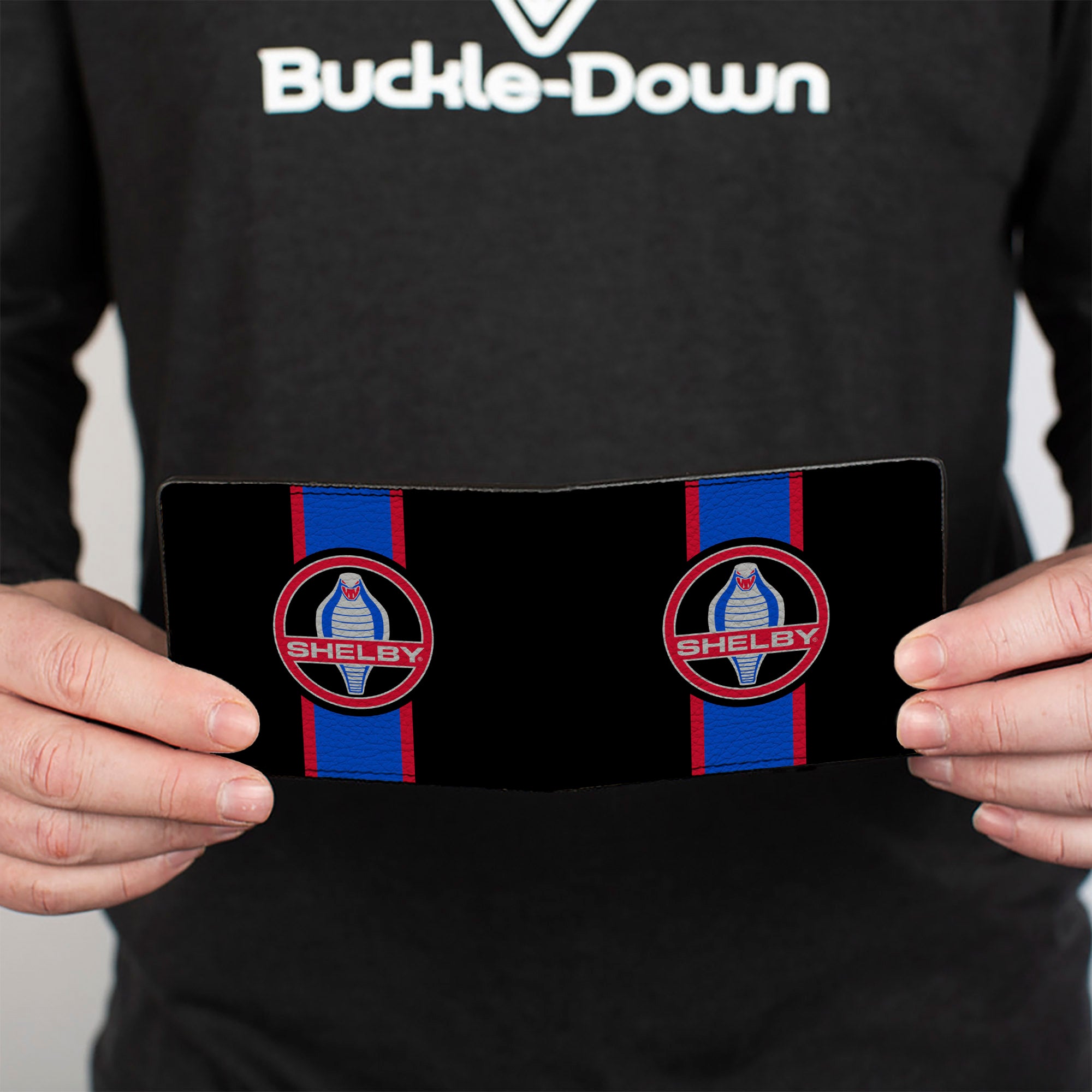Bi-Fold Wallet - SHELBY Cobra Center Stripe Black Gray Red Blue Bi-Fold Wallets Shelby