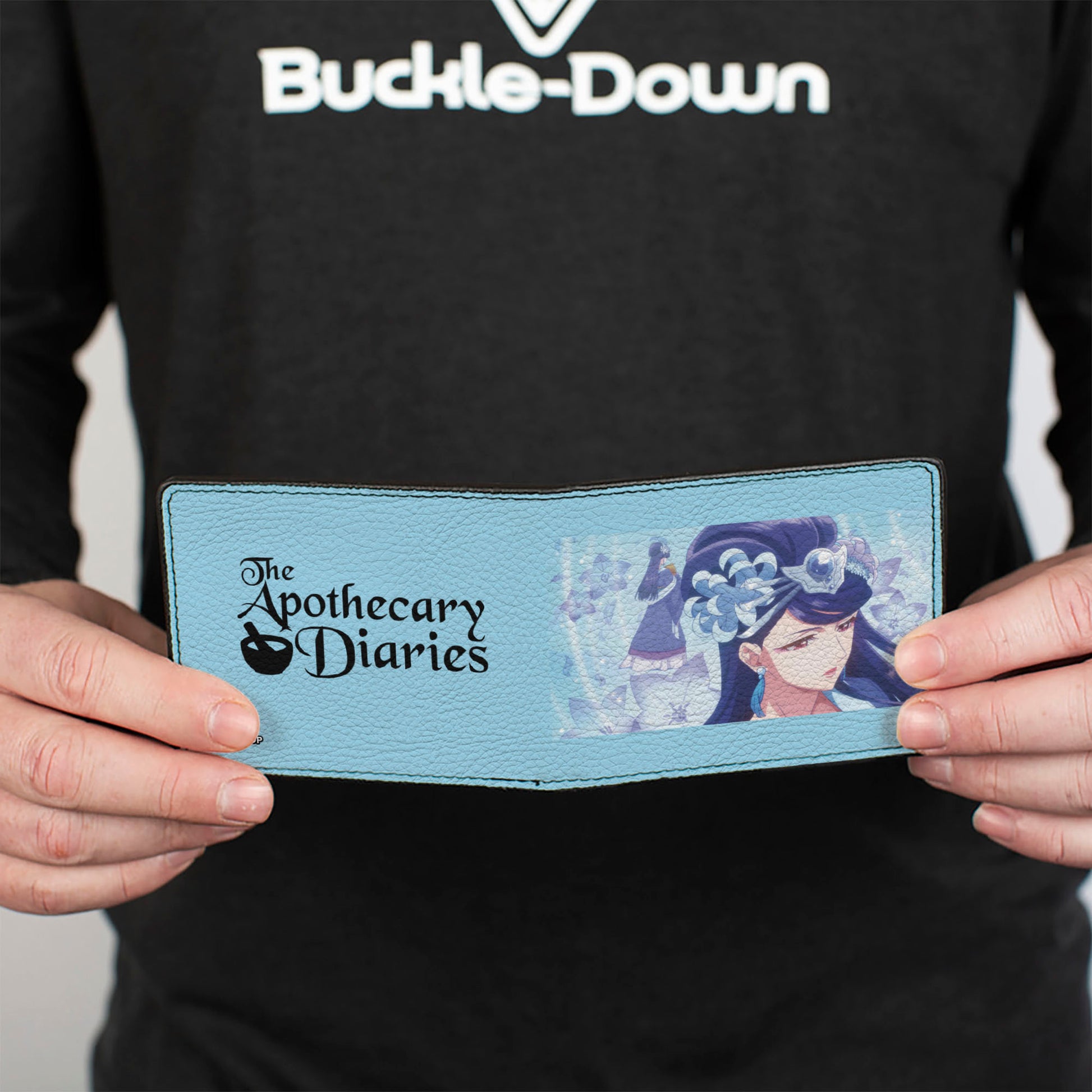 Bi-Fold Wallet - THE APOTHECARY DIARIES Lady Lihua Wise Consort Pose and Title Logo Blue Bi-Fold Wallets The Apothecary Diaries