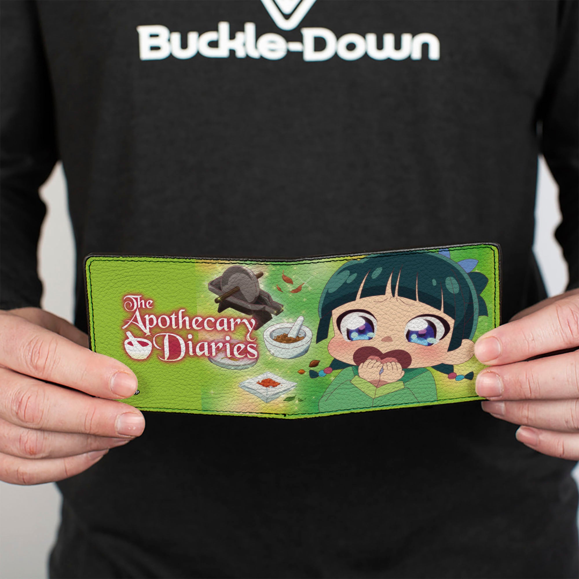 Bi-Fold Wallet - THE APOTHECARY DIARIES Chibi Maomao Pose and Title Logo Greens Bi-Fold Wallets The Apothercary Diaries