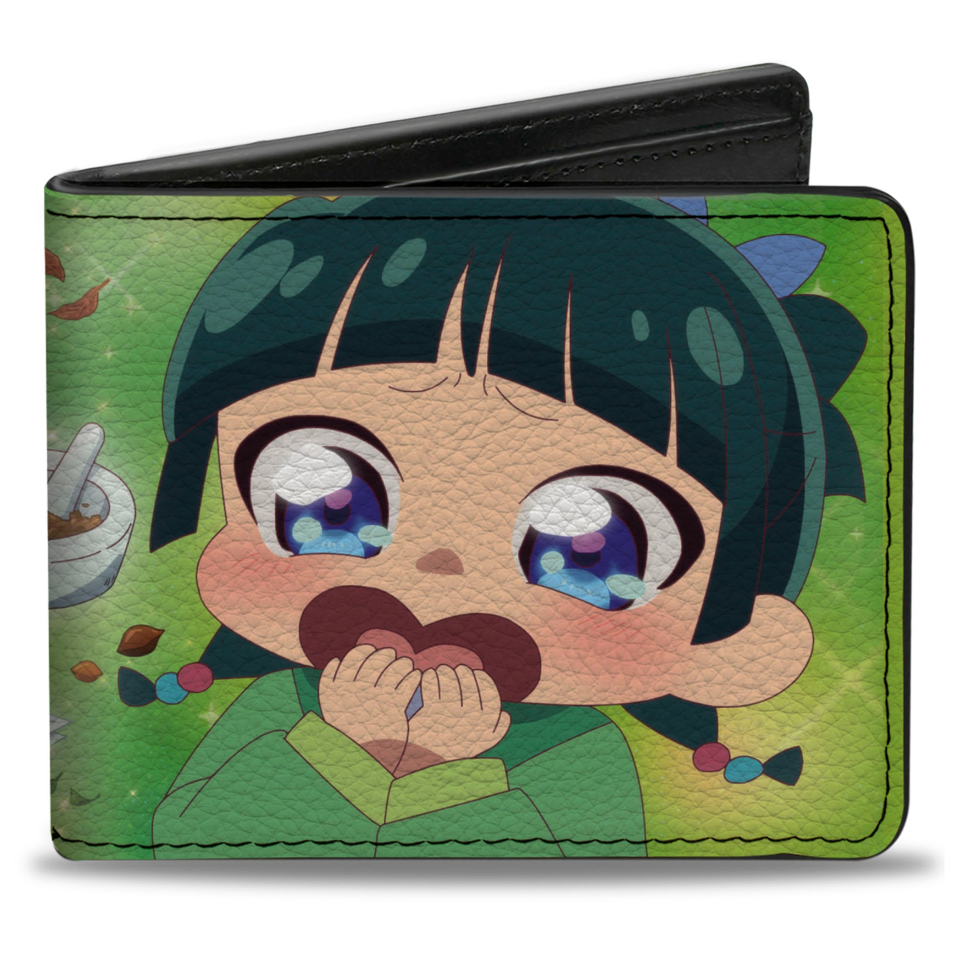 Bi-Fold Wallet - THE APOTHECARY DIARIES Chibi Maomao Pose and Title Logo Greens Bi-Fold Wallets The Apothercary Diaries