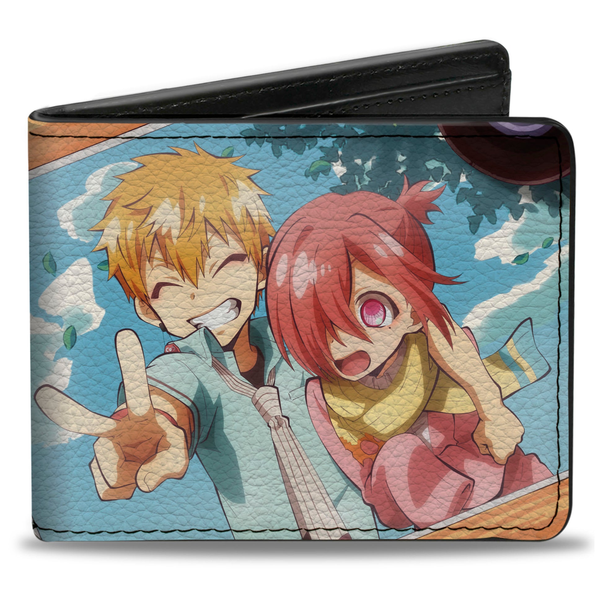Bi-Fold Wallet - TOILET-BOUND HANAKO-KUN Kou and Mitsuba Peace Pose Blues Bi-Fold Wallets After-School Hanako-Kun