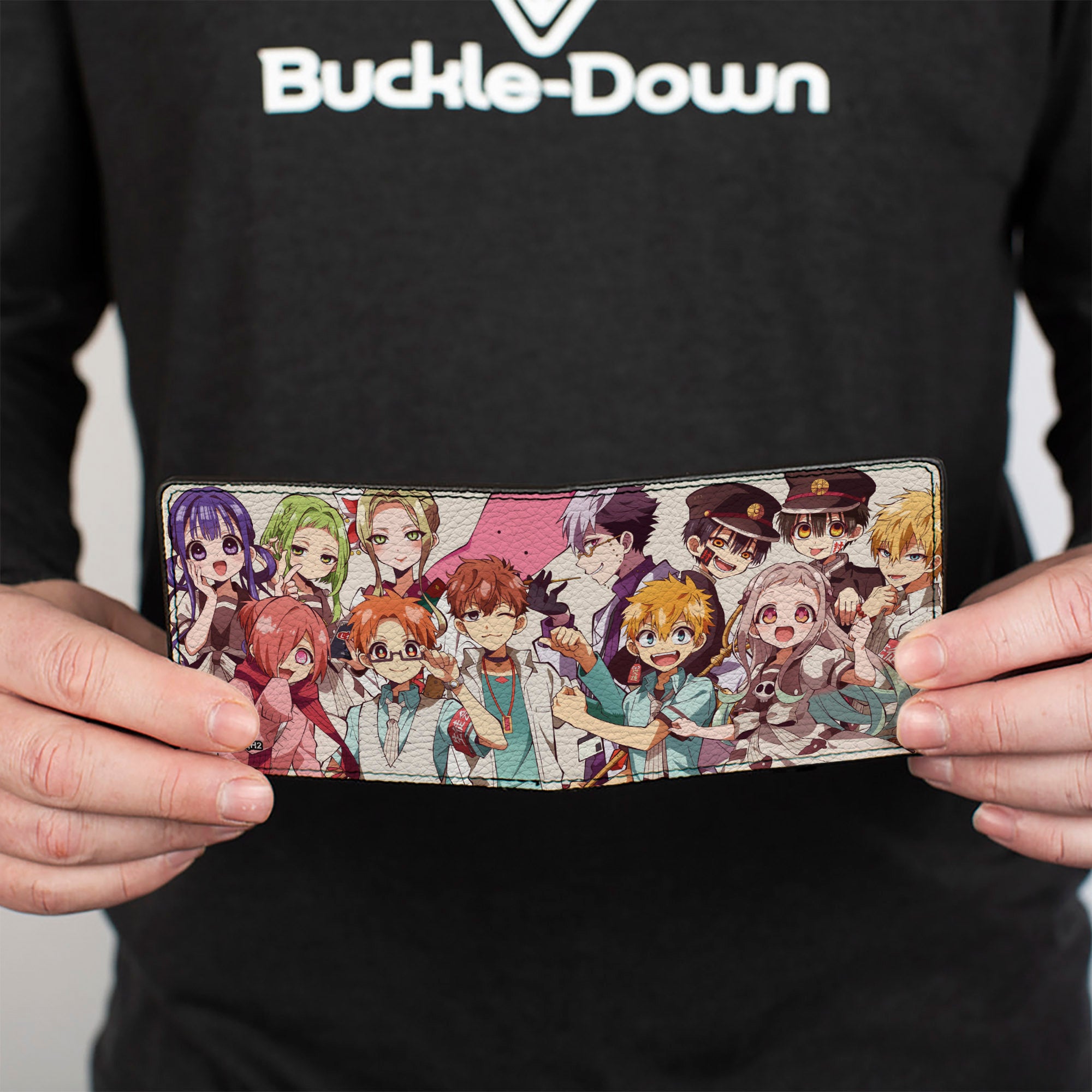 Bi-Fold Wallet - After School Hanako-Kun 13 Character Group Poses Stacked White Bi-Fold Wallets After-School Hanako-Kun