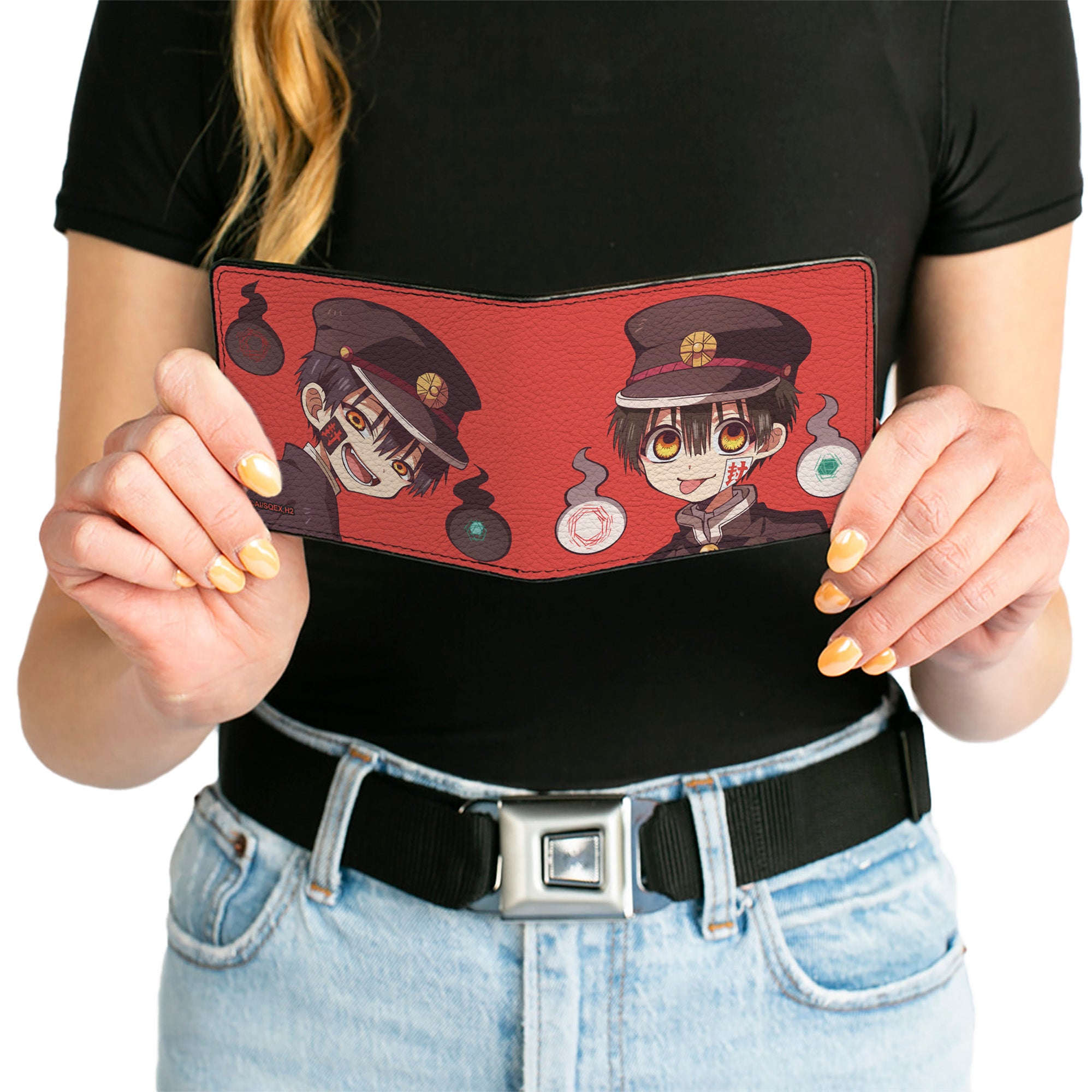 Bi-Fold Wallet - After-School Hanako-Kun Hanako Poses and Hakujouda Orbs Red Bi-Fold Wallets After-School Hanako-Kun