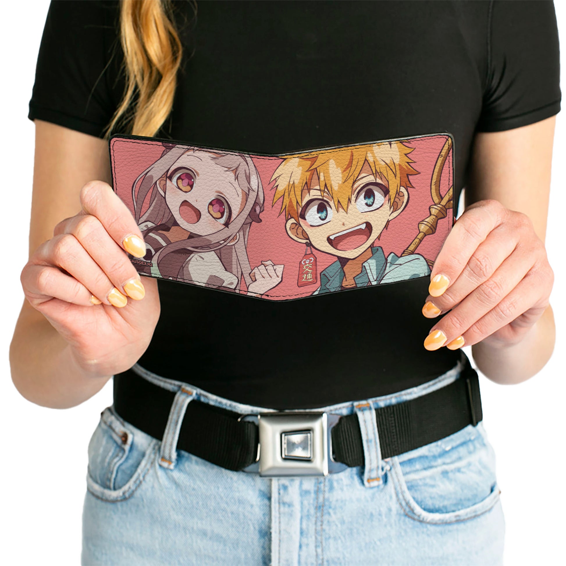 Bi-Fold Wallet - After School Hanako-Kun Kou and Nene Smiling Pose Pink Bi-Fold Wallets After-School Hanako-Kun