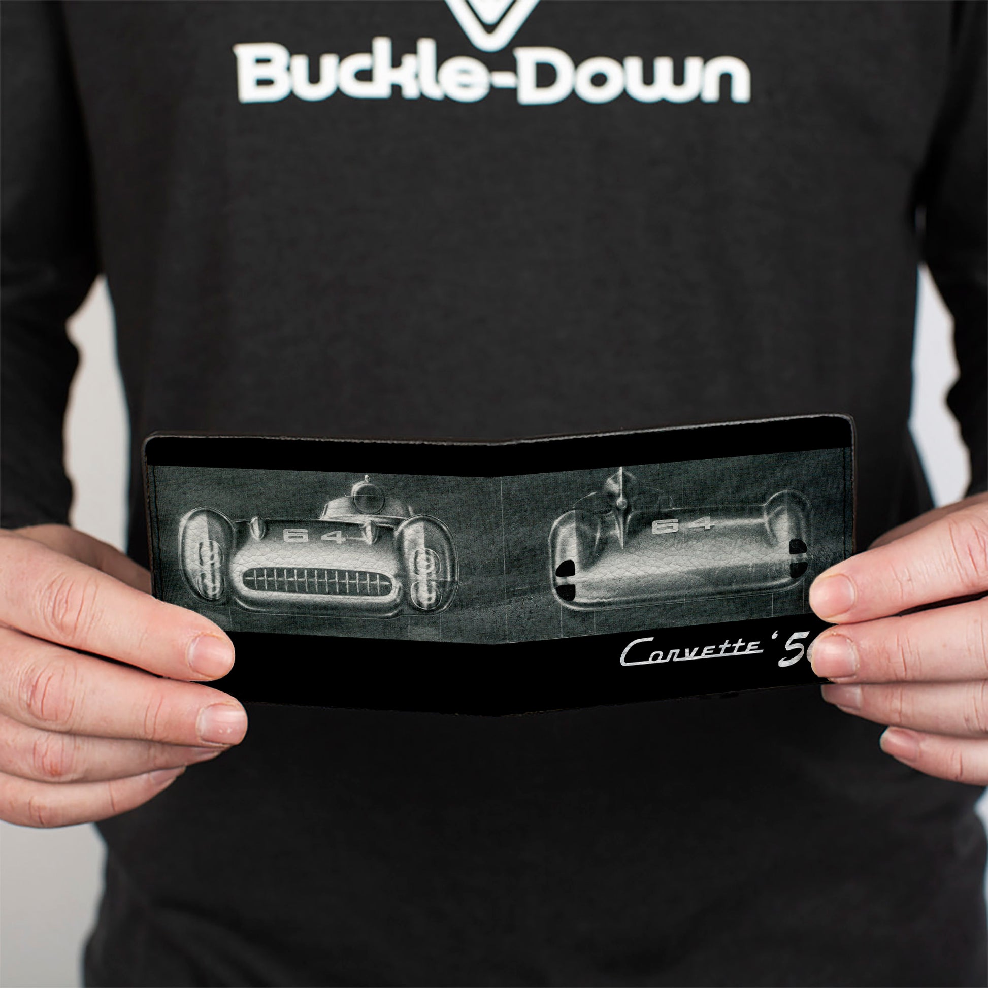 Bi-Fold Wallet - CORVETTE '56 SS Bumper + Grill Black Grays White Bi-Fold Wallets GM General Motors