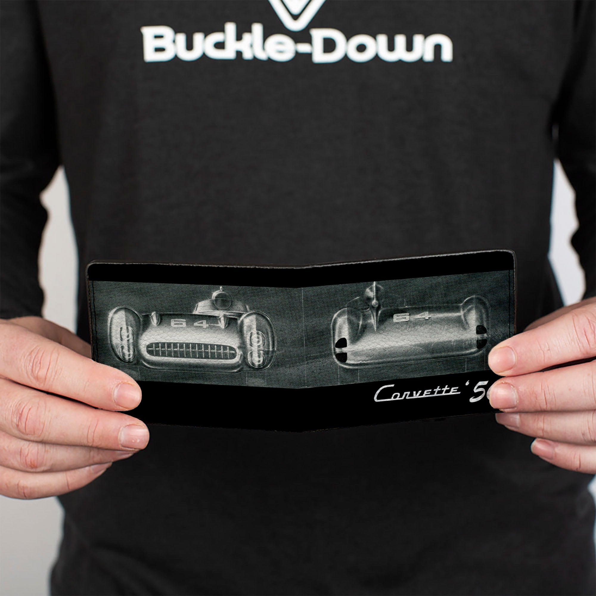 Bi-Fold Wallet - CORVETTE '56 SS Bumper + Grill Black Grays White Bi-Fold Wallets GM General Motors