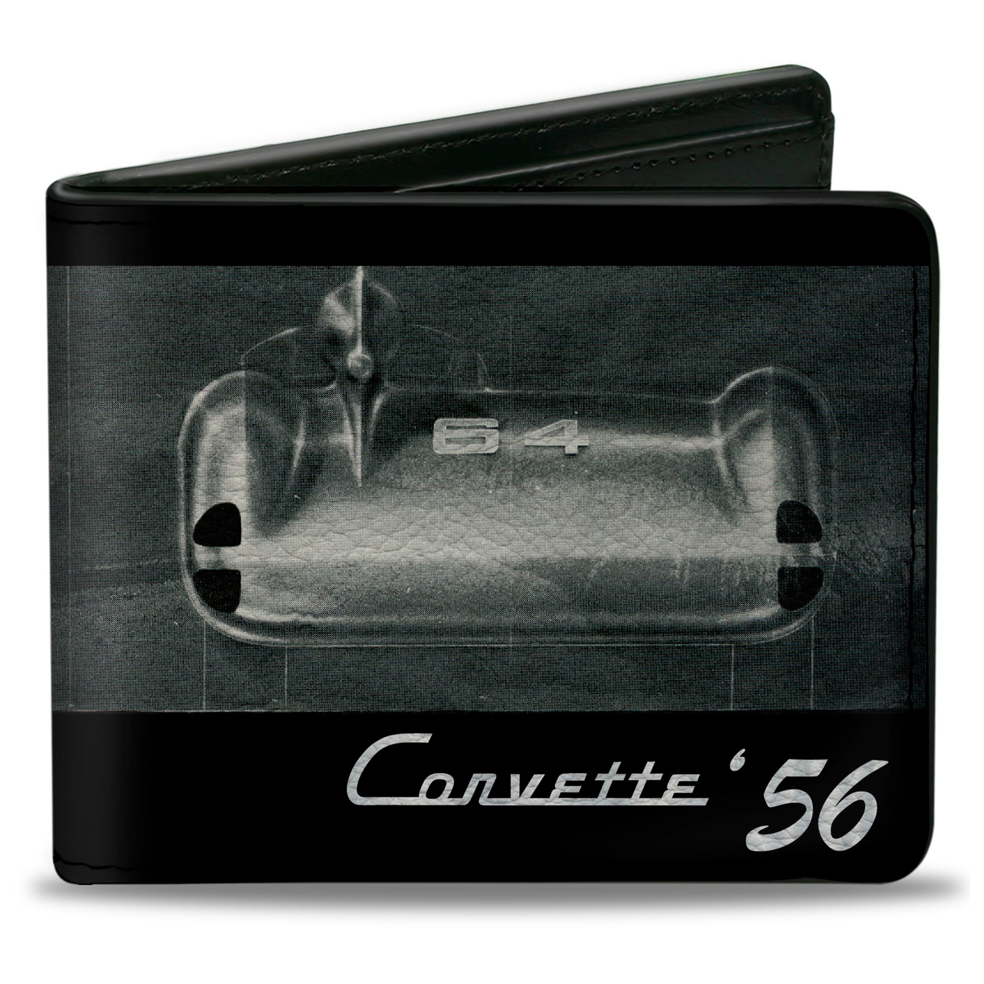 Bi-Fold Wallet - CORVETTE '56 SS Bumper + Grill Black Grays White Bi-Fold Wallets GM General Motors