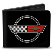 Bi-Fold Wallet - Corvette C4 Checker Bowtie Logo Black Bi-Fold Wallets GM General Motors