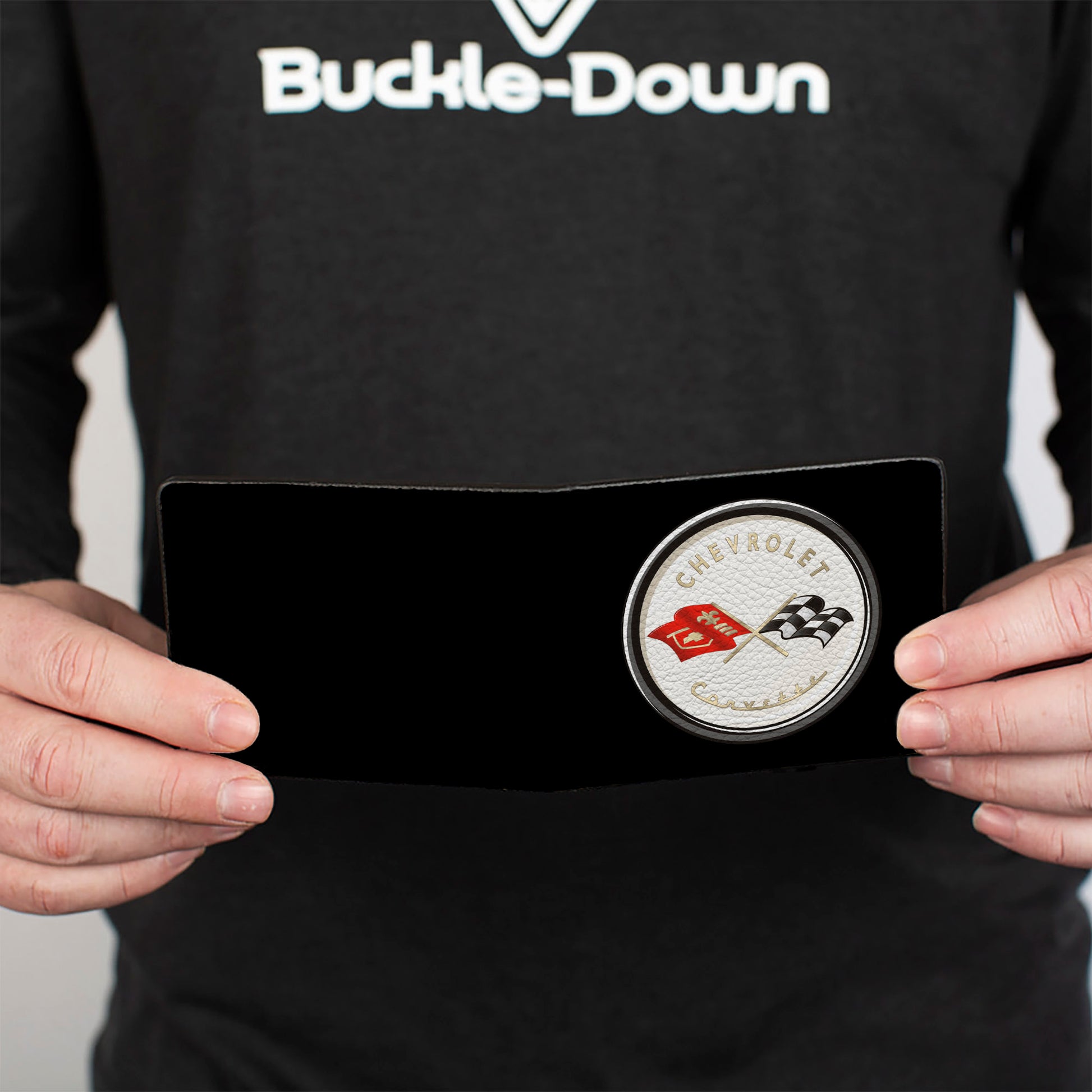 Bi-Fold Wallet - Corvette C1 Flags Emblem Black Bi-Fold Wallets GM General Motors