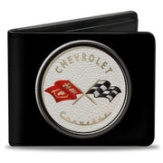 Bi-Fold Wallet - Corvette C1 Flags Emblem Black Bi-Fold Wallets GM General Motors