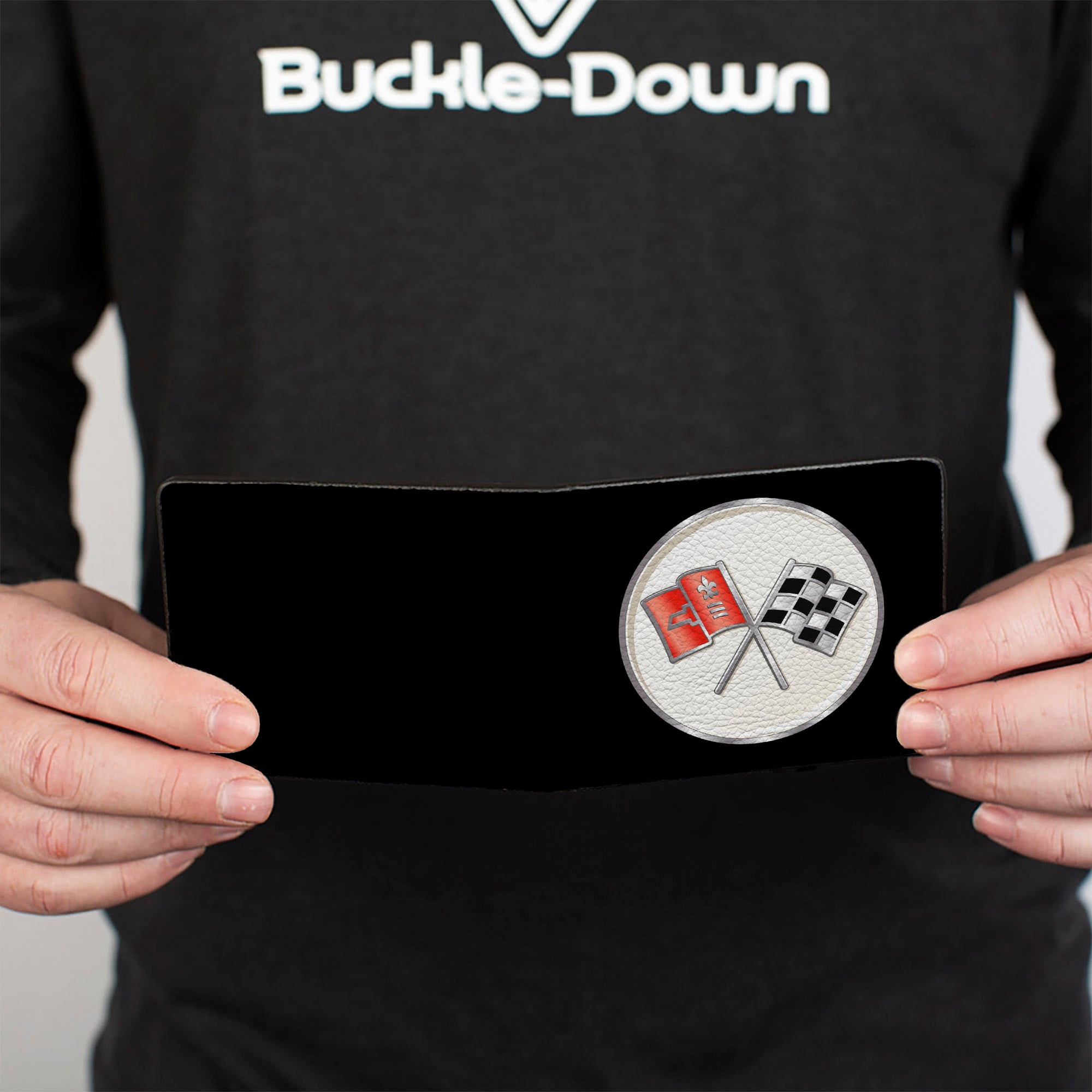 Bi-Fold Wallet - Corvette C2 Flags Logo Black Bi-Fold Wallets GM General Motors