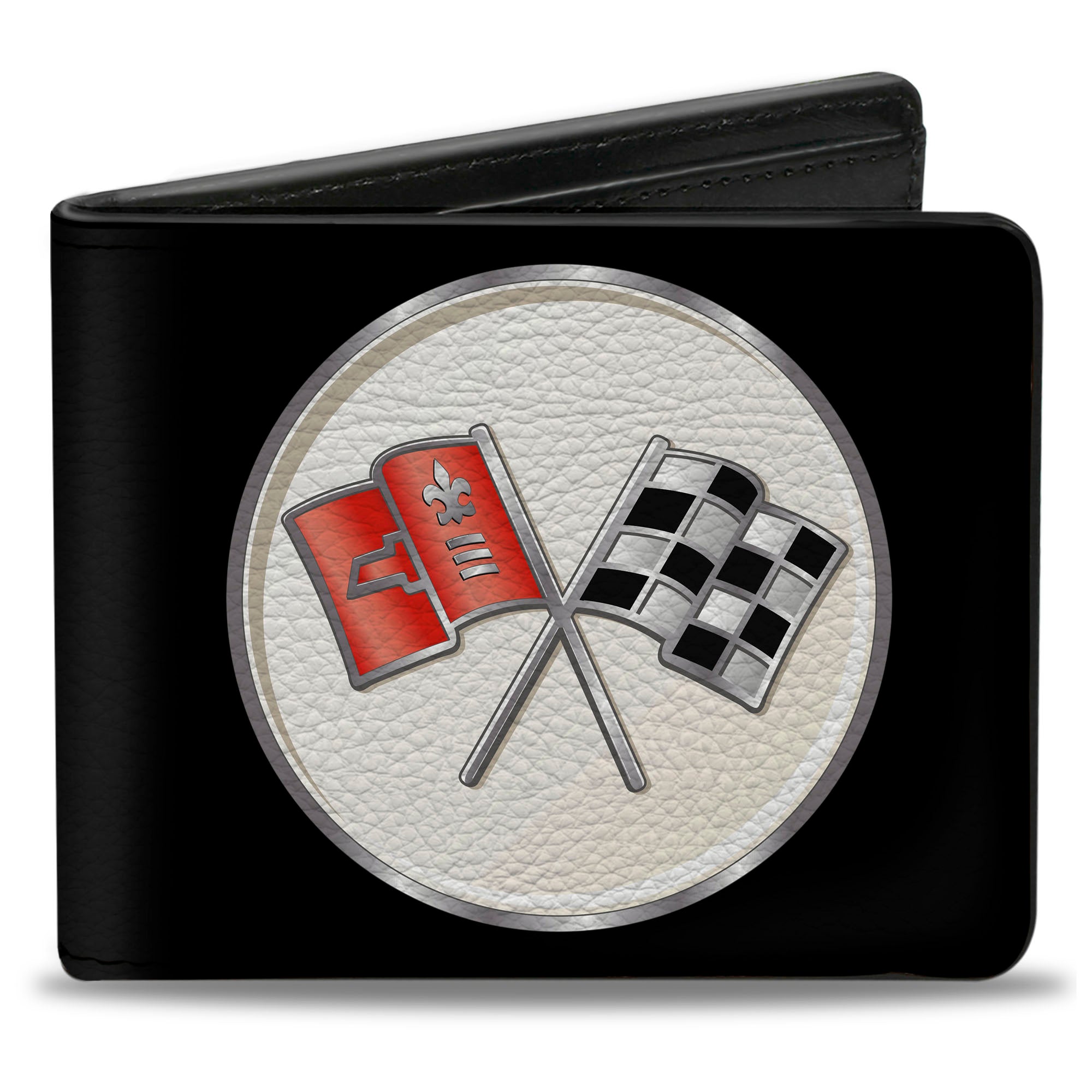 Bi-Fold Wallet - Corvette C2 Flags Logo Black Bi-Fold Wallets GM General Motors