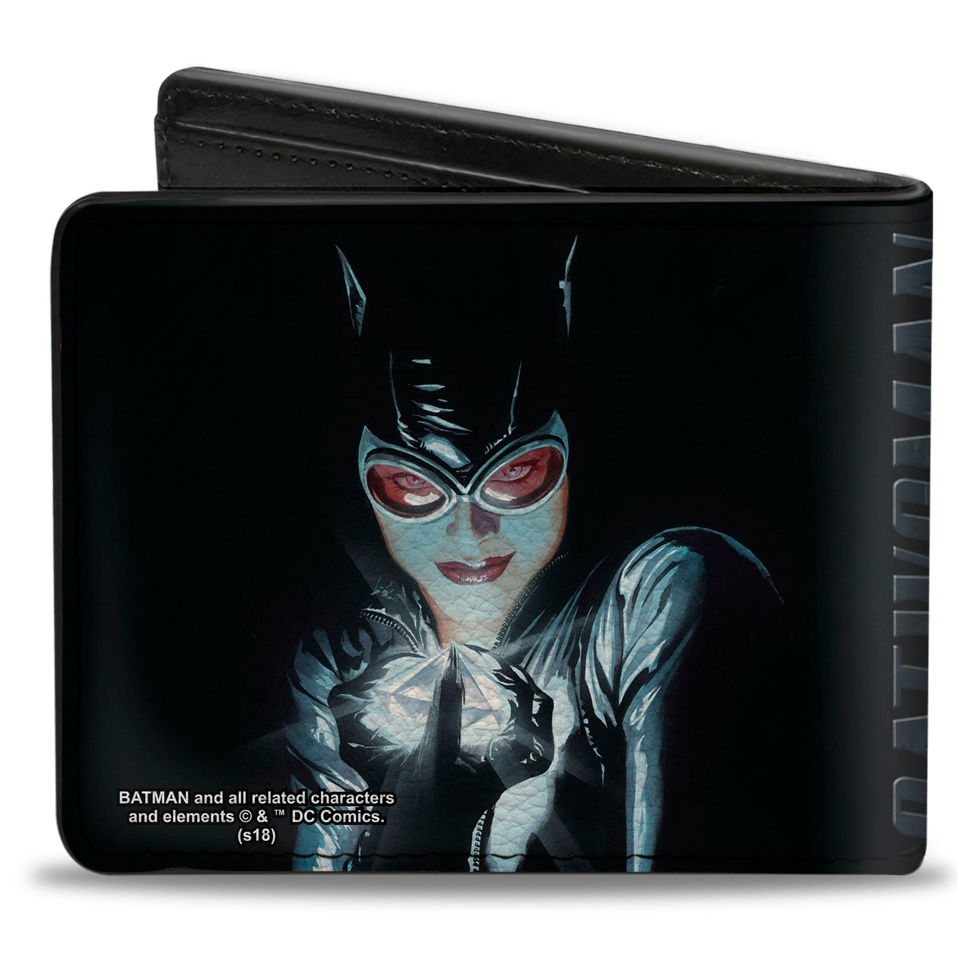 Bi-Fold Wallet - CATWOMAN Holding Diamond Batman Issue 685 Comic Book Cover Pose Black Bi-Fold Wallets DC Comics