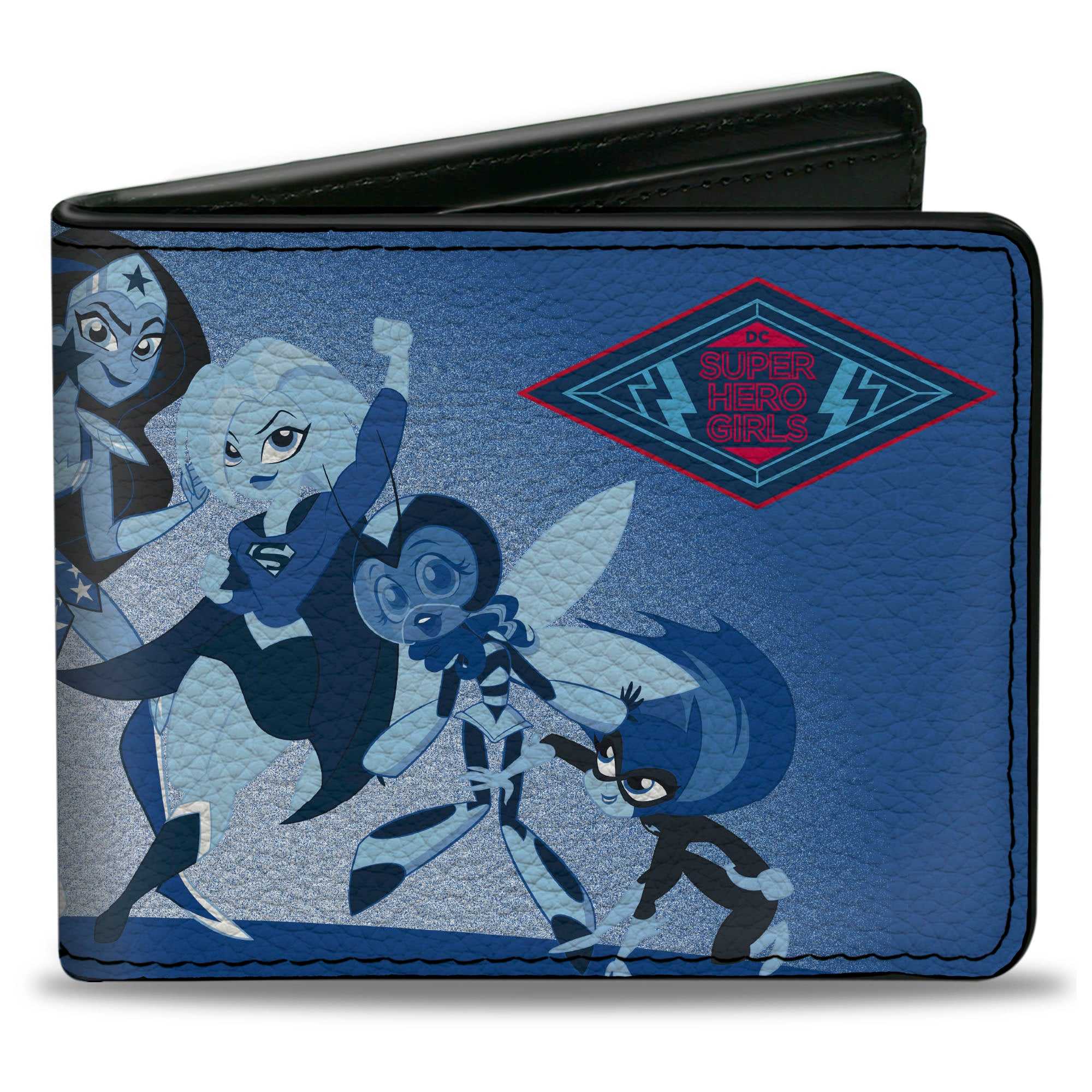 Bi-Fold Wallet - DC SUPER HERO GIRLS Diamond Logo 7-Character Group Pose Blues Red Bi-Fold Wallets DC Comics