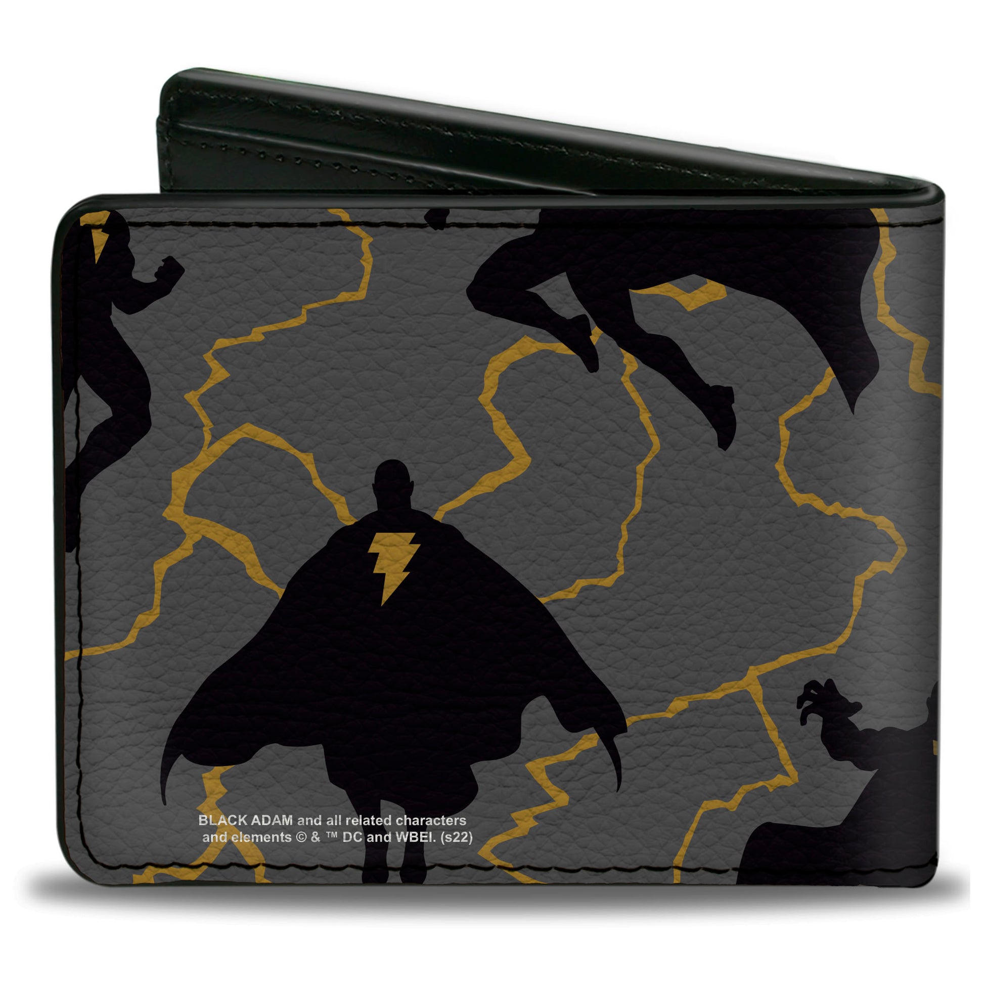Bi-Fold Wallet - Black Adam Silhouette Action Poses Gray Yellow Black Bi-Fold Wallets DC Comics