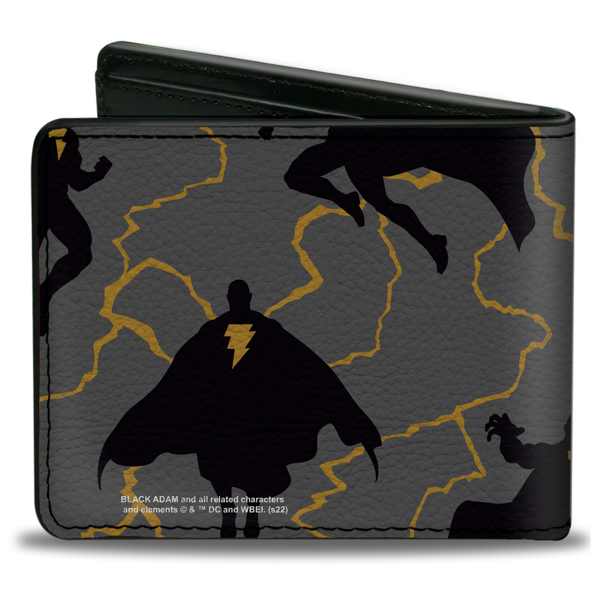 Bi-Fold Wallet - Black Adam Silhouette Action Poses Gray Yellow Black Bi-Fold Wallets DC Comics