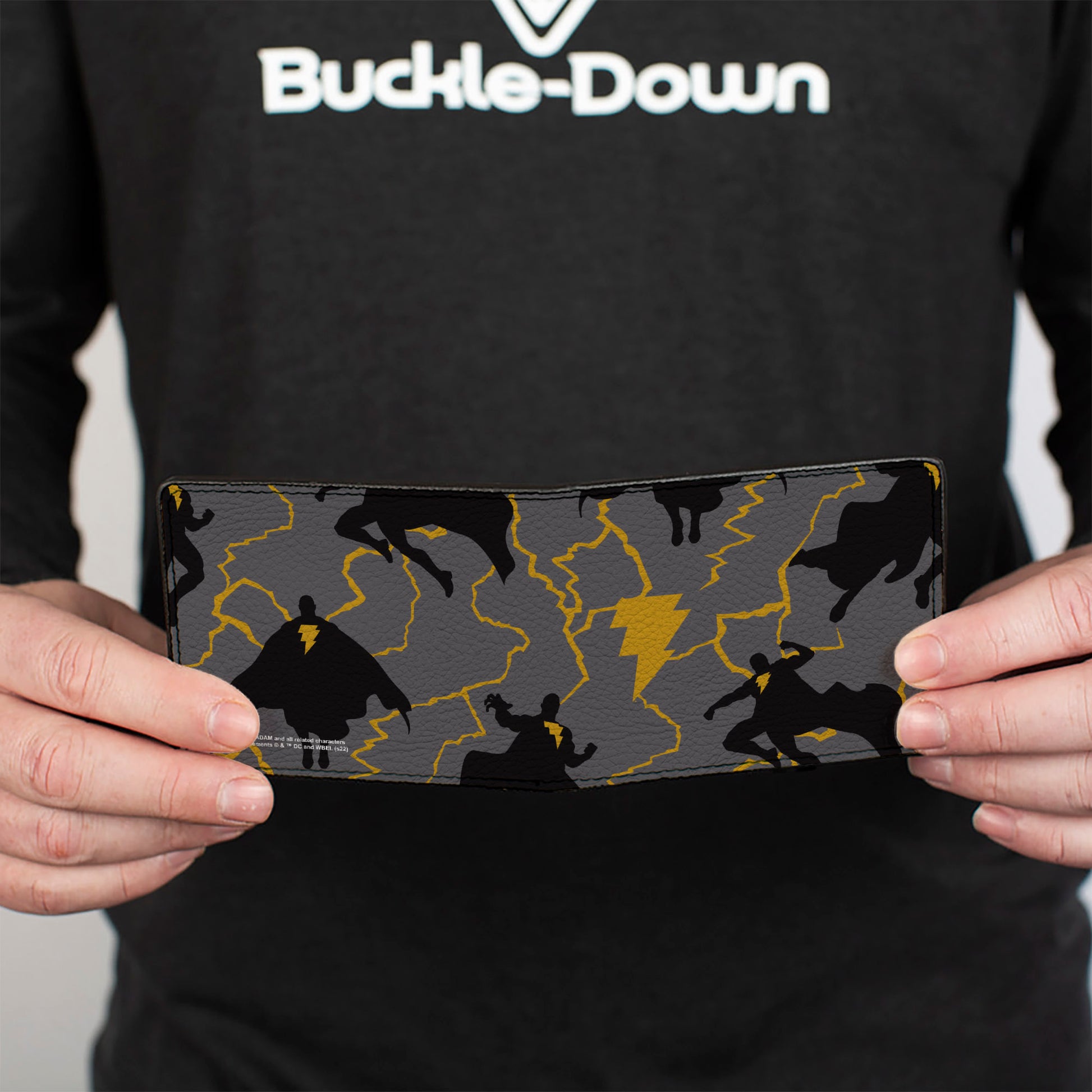 Bi-Fold Wallet - Black Adam Silhouette Action Poses Gray Yellow Black Bi-Fold Wallets DC Comics