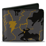 Bi-Fold Wallet - Black Adam Silhouette Action Poses Gray Yellow Black Bi-Fold Wallets DC Comics