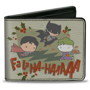 Bi-Fold Wallet - Justice League Chibi Holiday Christmas Superman and Batman Chasing Joker FALAHA-HAAAAA Greens Bi-Fold Wallets DC Comics