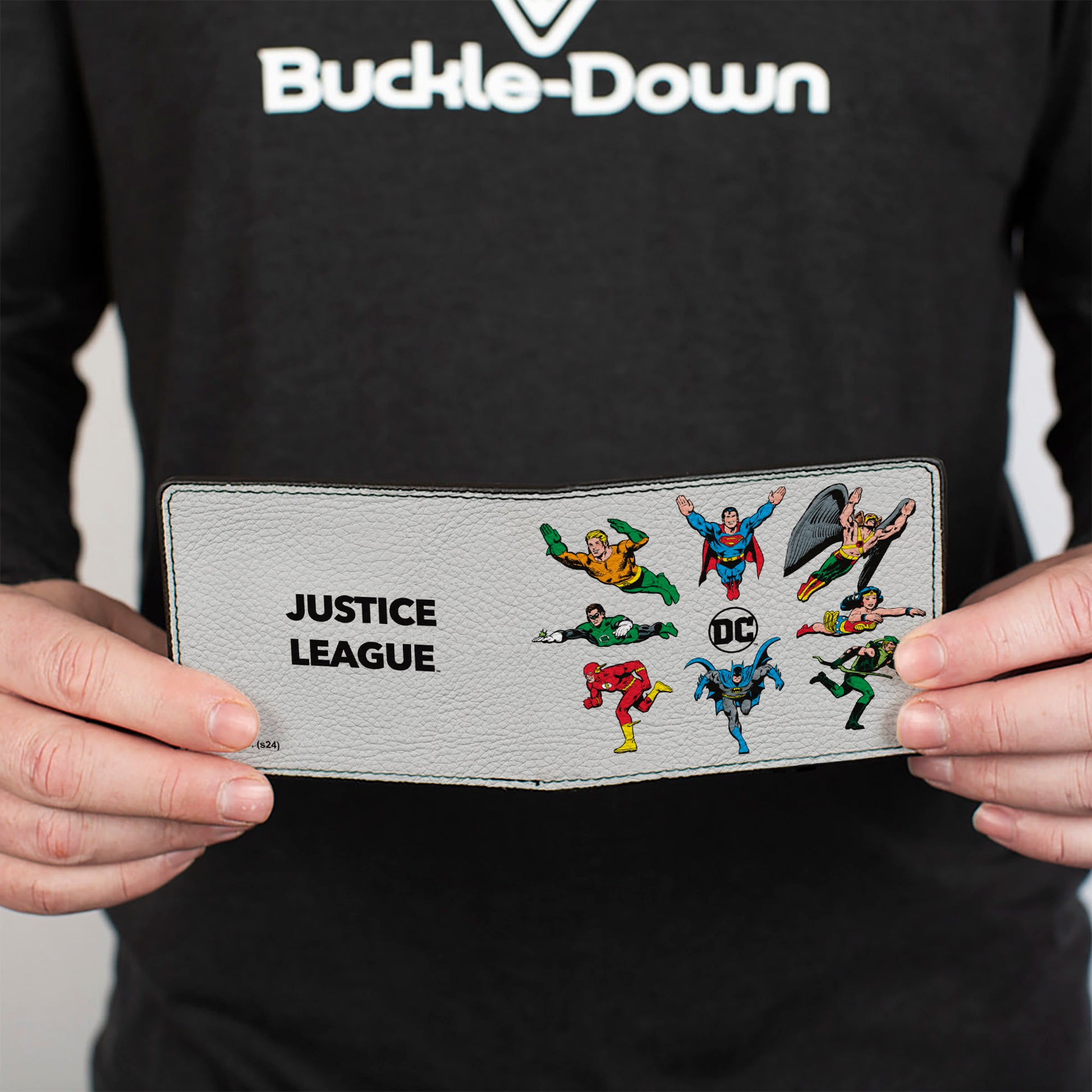 Bi-Fold Wallet - DC JUSTICE LEAGUE Retro Superhero Group Pose White Bi-Fold Wallets DC Comics
