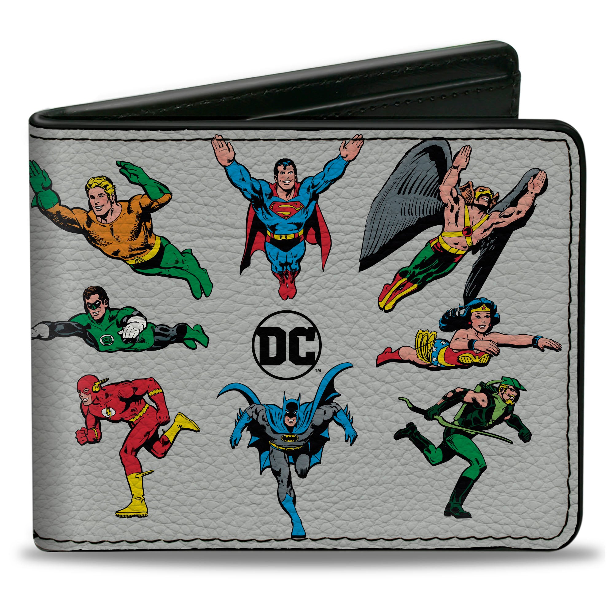 Bi-Fold Wallet - DC JUSTICE LEAGUE Retro Superhero Group Pose White Bi-Fold Wallets DC Comics