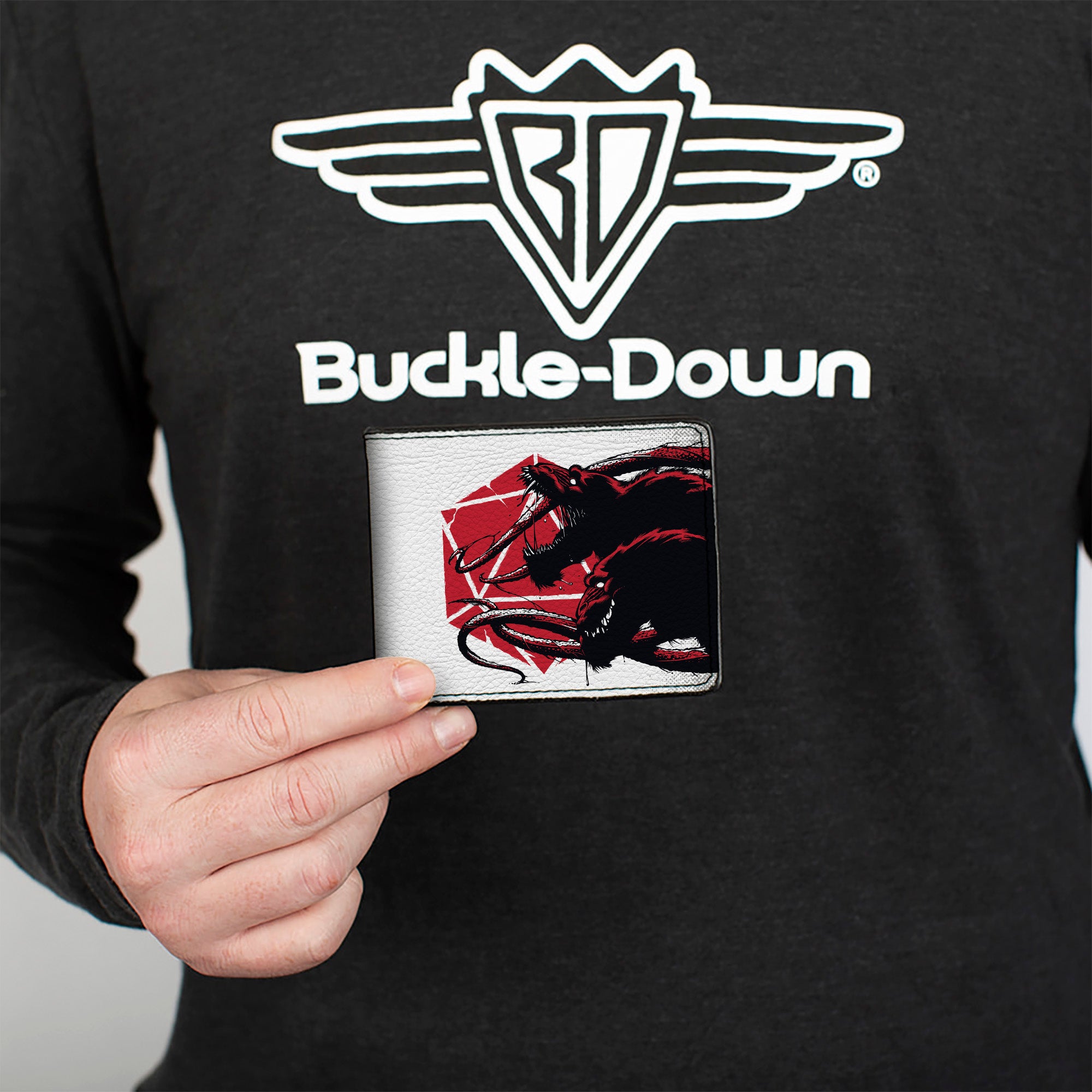 Bi-Fold Wallet - Dungeons & Dragons Demogorgon and Dice Japanese Text White Bi-Fold Wallets Dungeons & Dragons