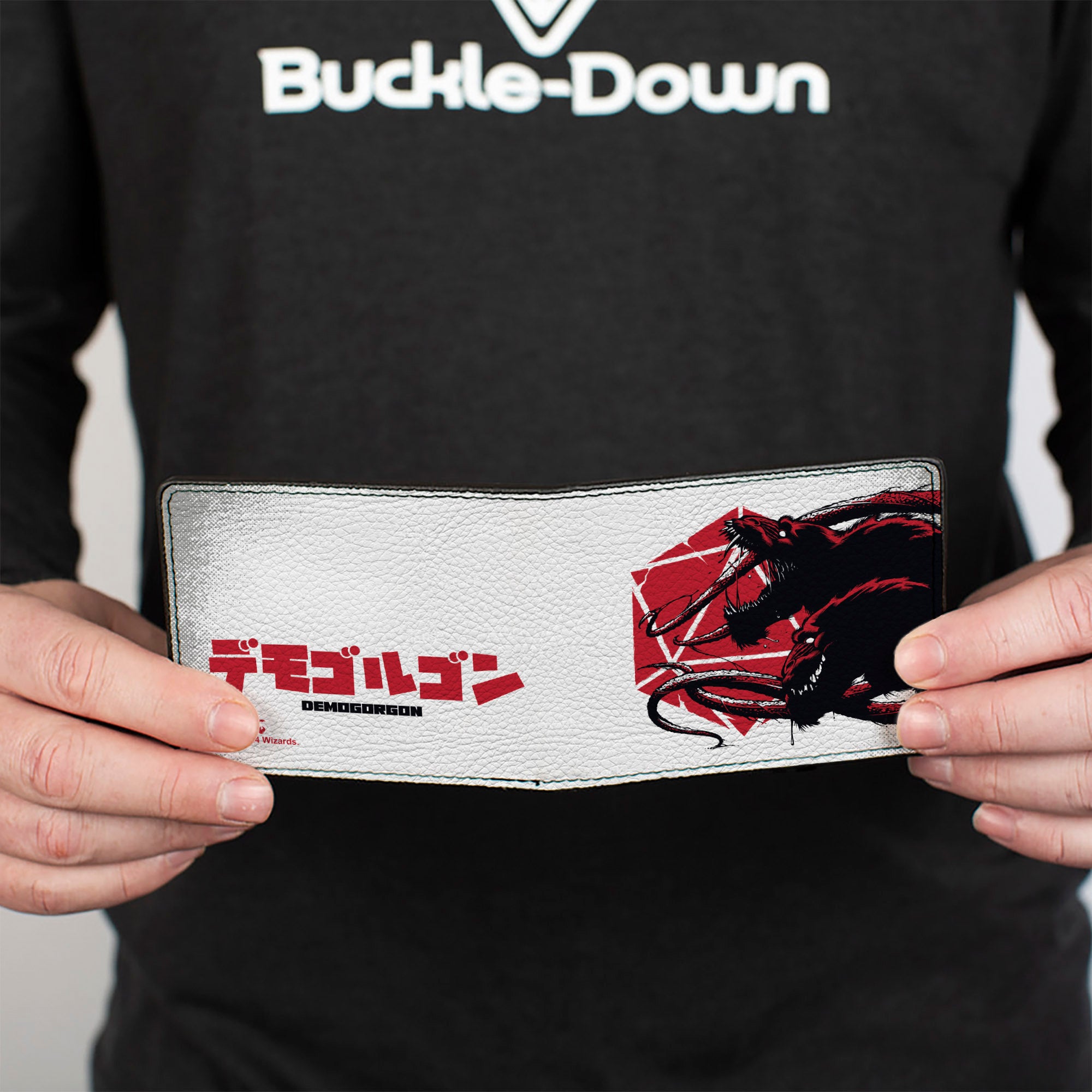 Bi-Fold Wallet - Dungeons & Dragons Demogorgon and Dice Japanese Text White Bi-Fold Wallets Dungeons & Dragons